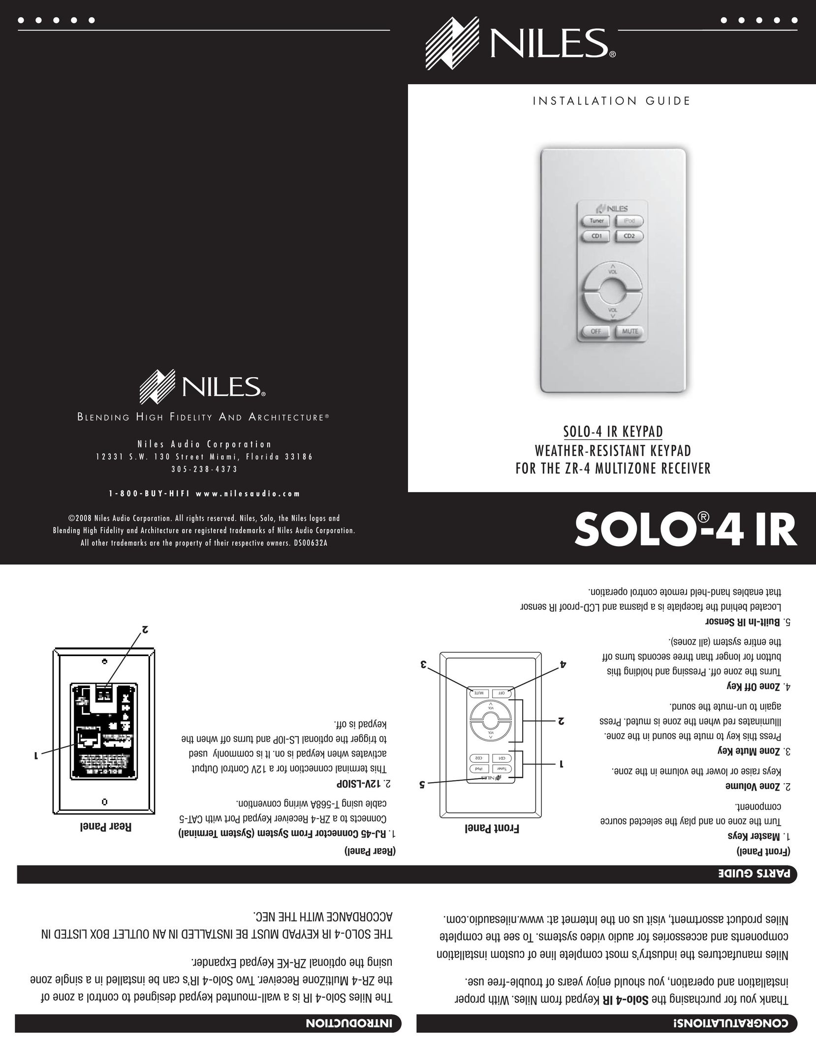 Niles Audio SOLO4CKBL Computer Accessories User Manual