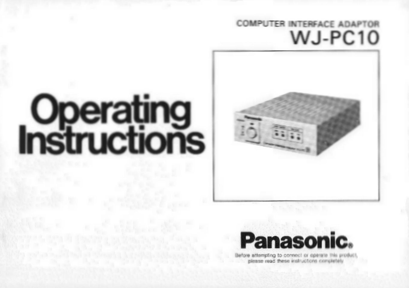 Panasonic WJ-PC10 Computer Accessories User Manual