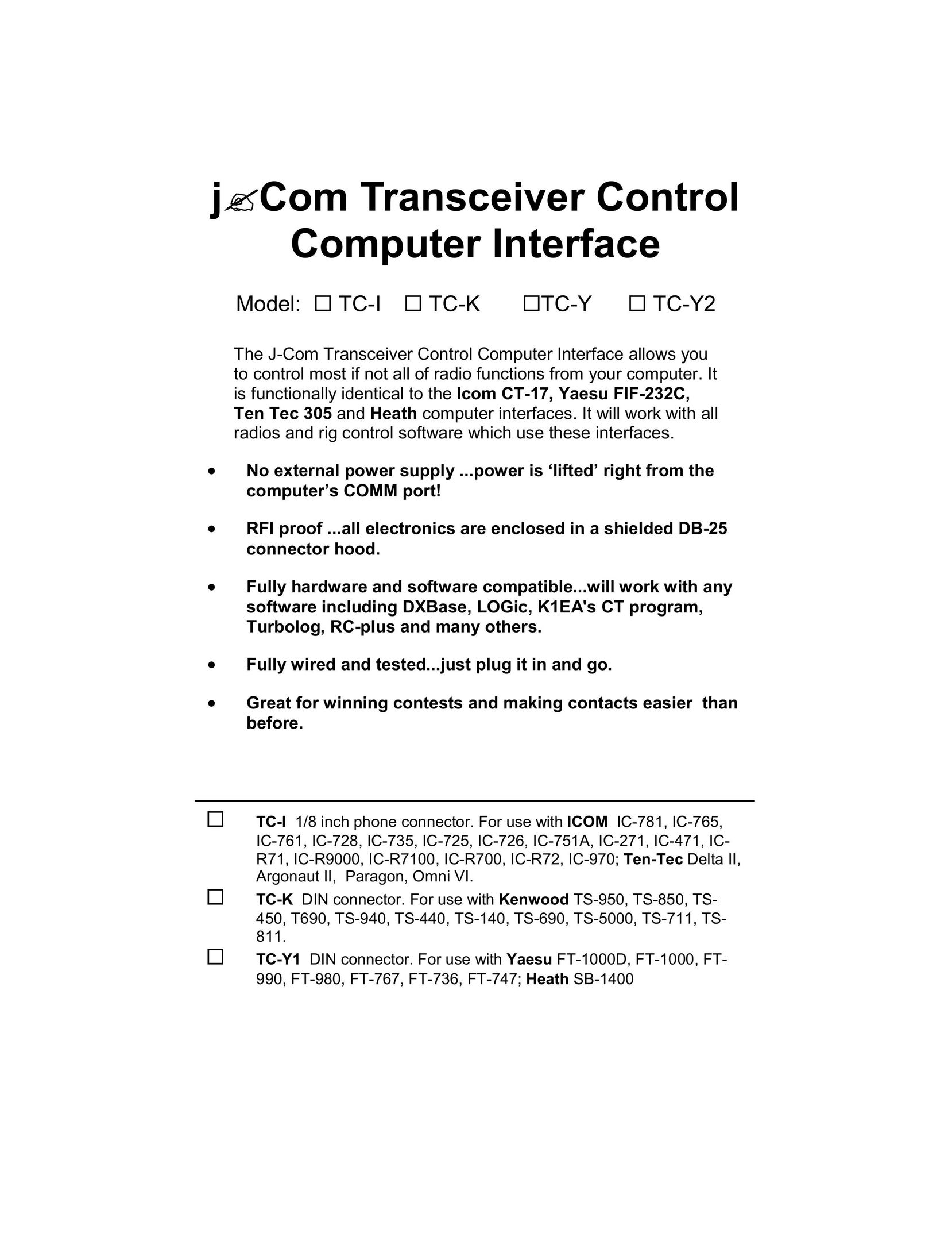 Ramsey Electronics TCCI-1 Computer Accessories User Manual
