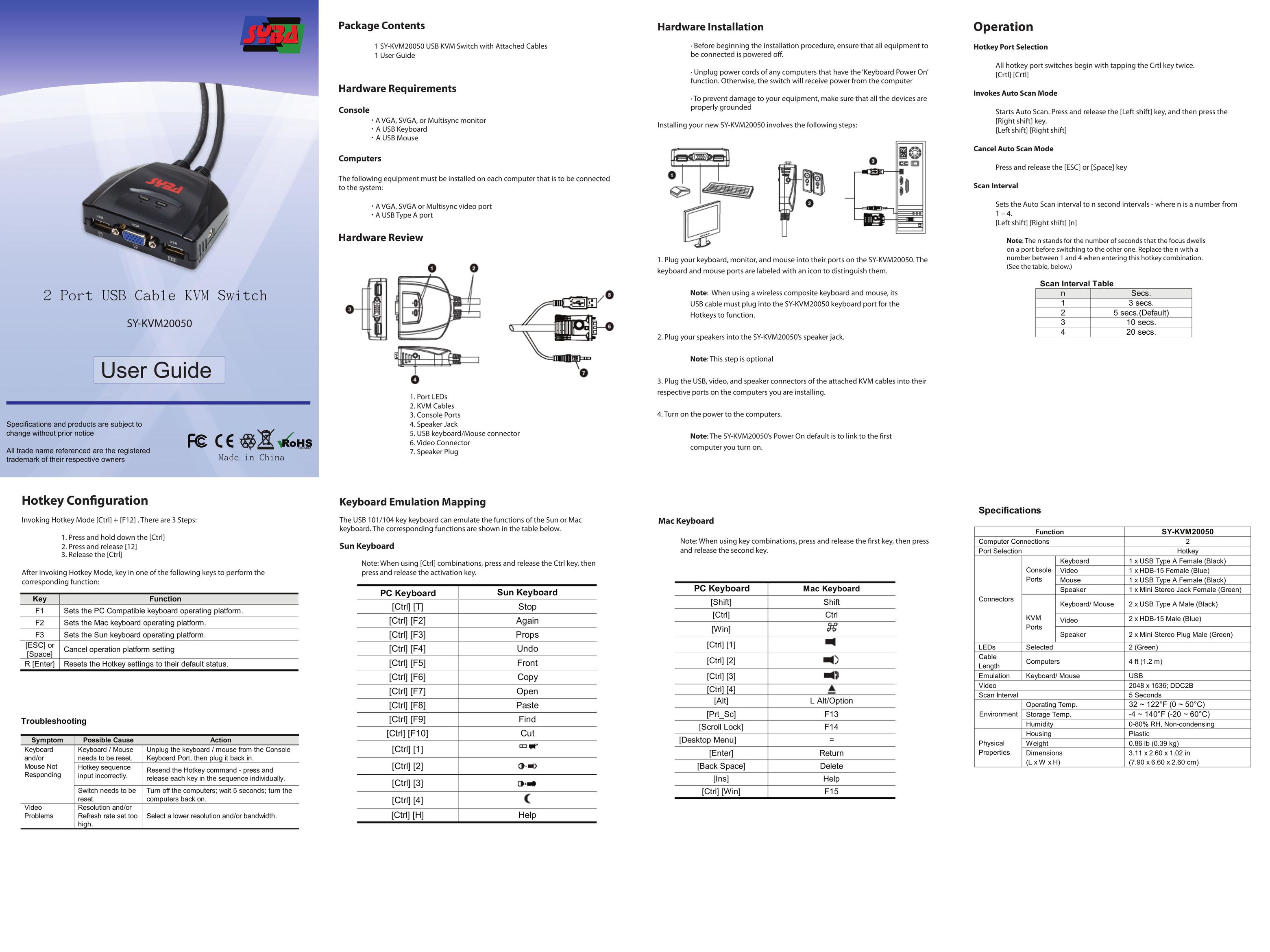 Syba Tech SY-KVM20050 Computer Accessories User Manual