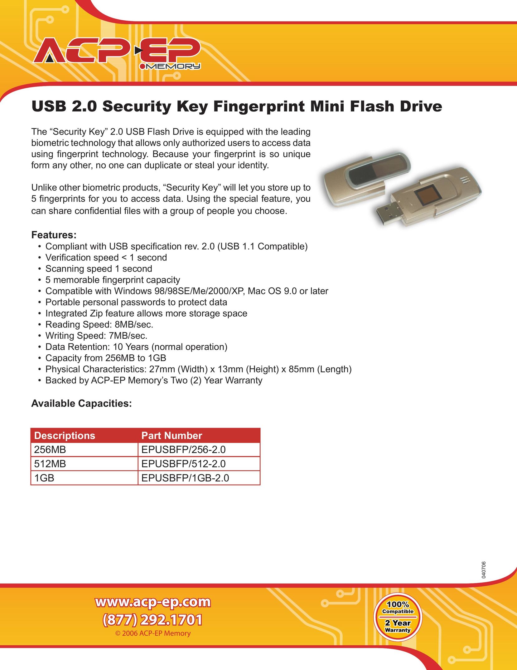 ACP-EP Memory 2.0 Security Key Computer Drive User Manual