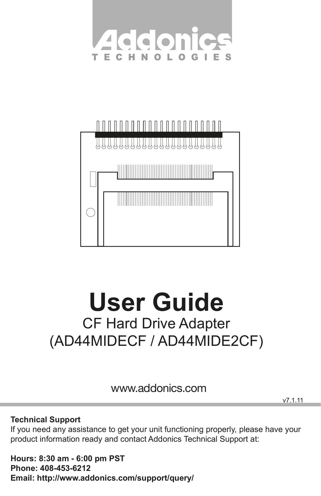 Addonics Technologies AD44MIDE2CF Computer Drive User Manual