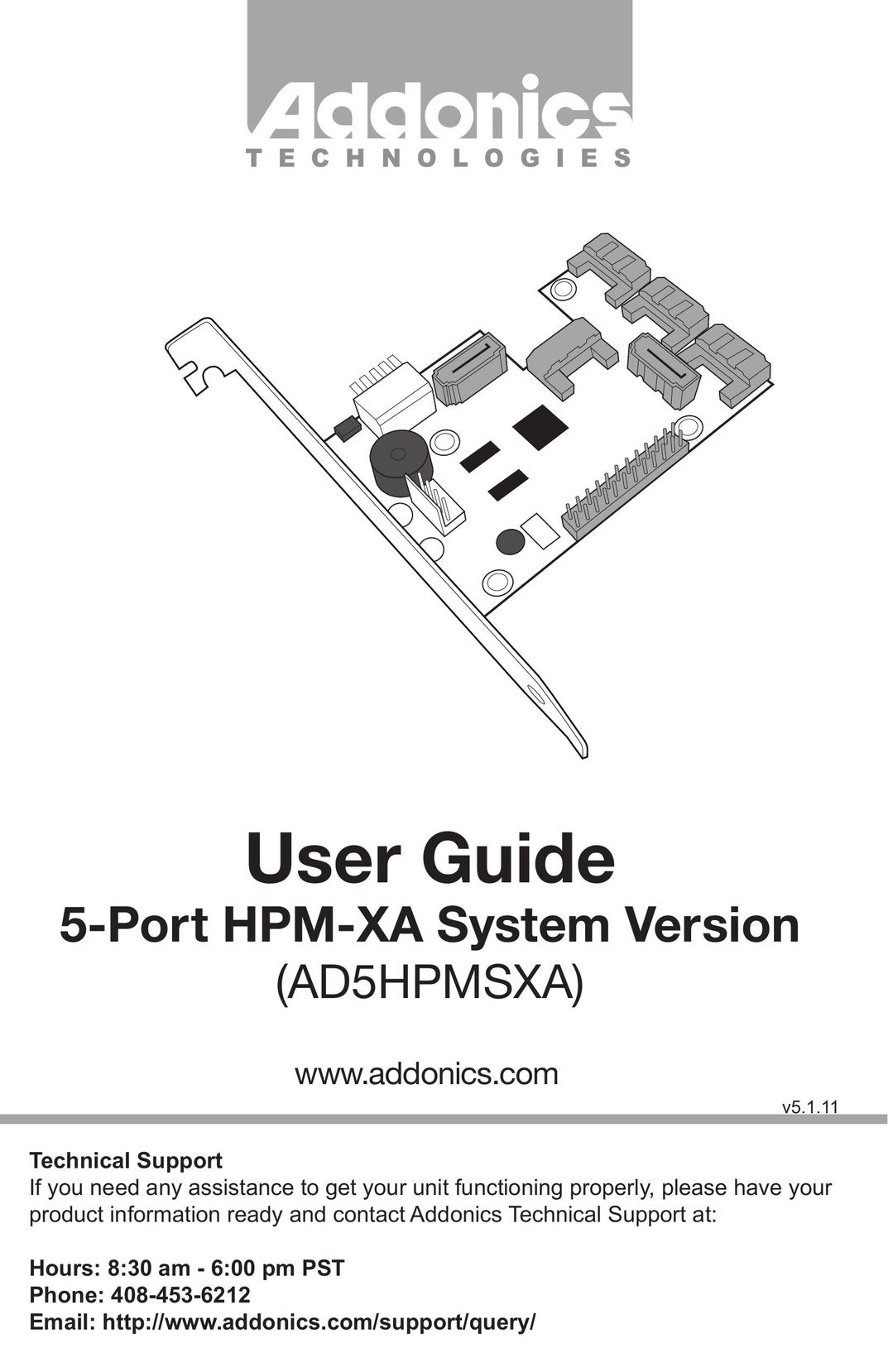 Addonics Technologies AD5HPMSXA Computer Drive User Manual