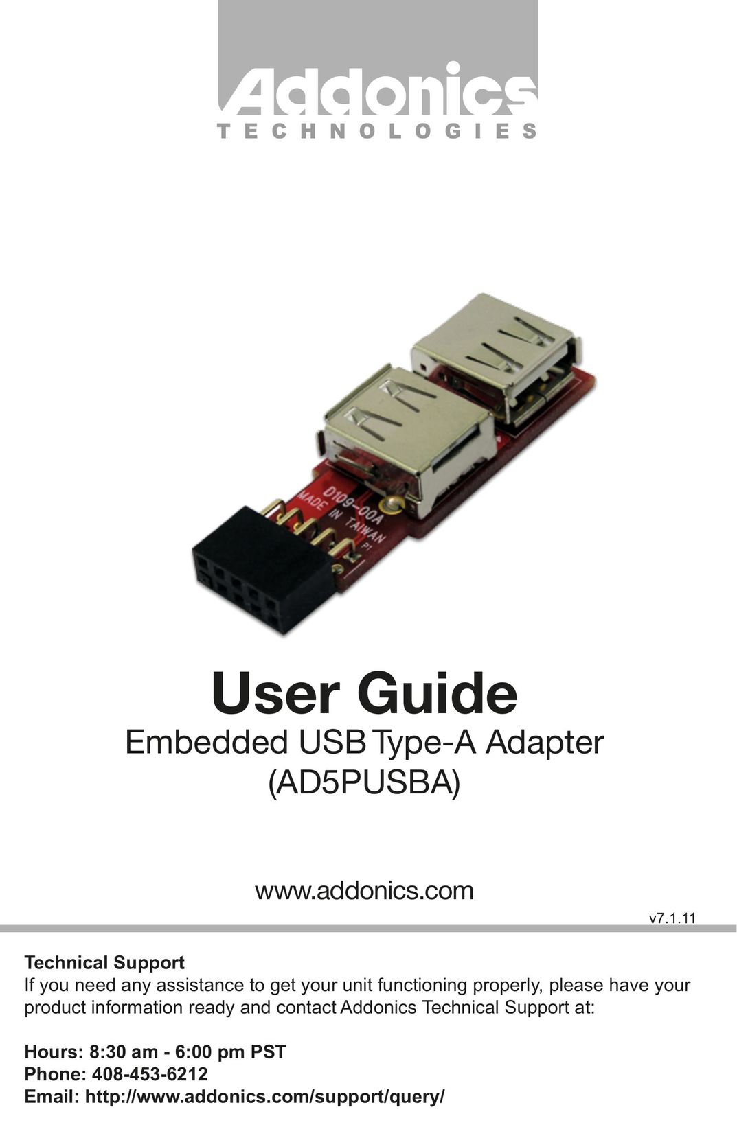 Addonics Technologies AD5PUSBA Computer Drive User Manual
