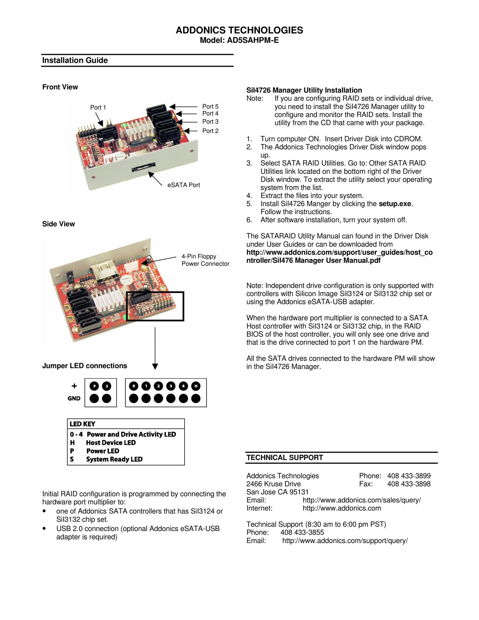 Addonics Technologies AD5SAHPM-E Computer Drive User Manual
