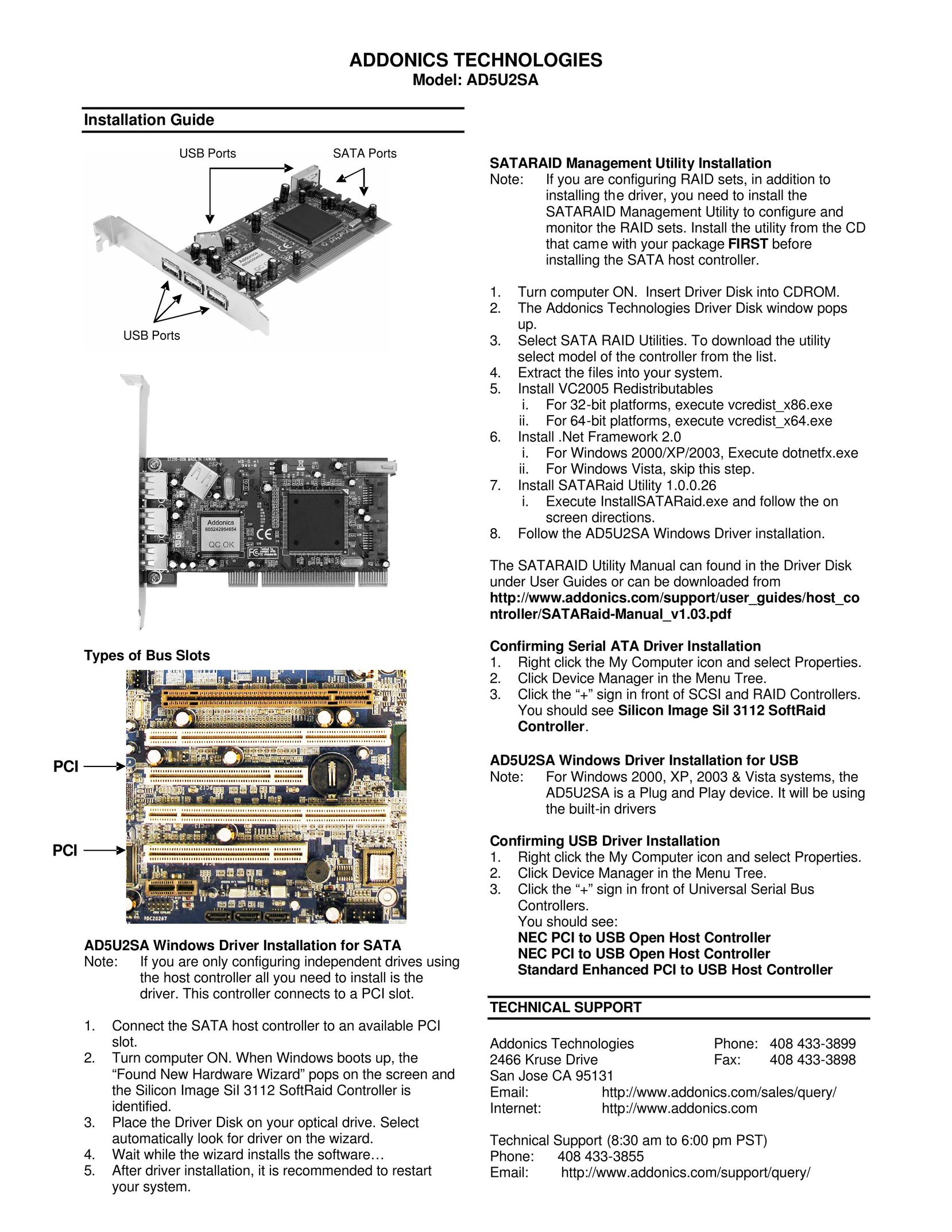Addonics Technologies AD5U2SA Computer Drive User Manual