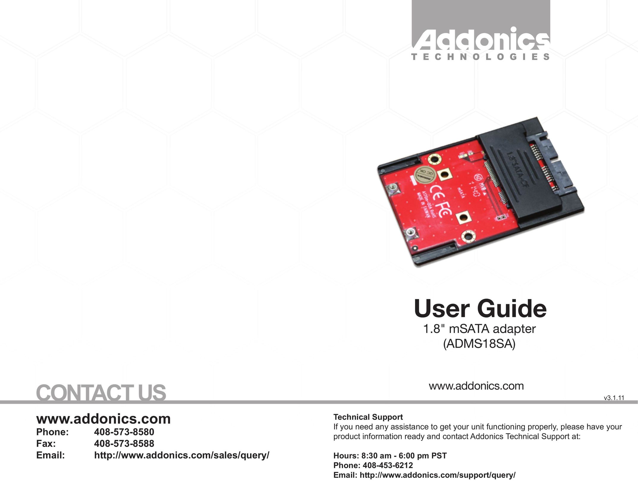 Addonics Technologies ADMS18SA Computer Drive User Manual