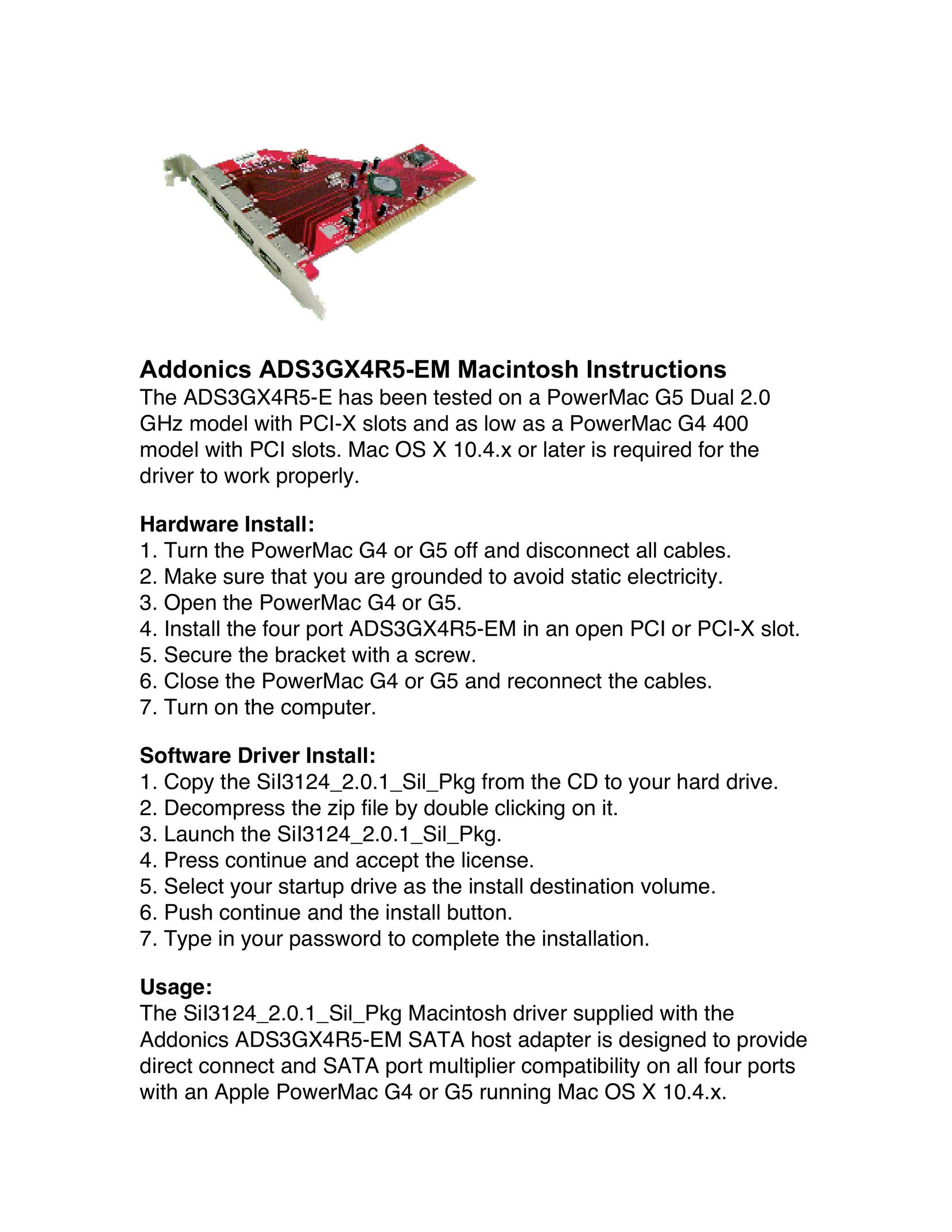 Addonics Technologies ADS3GX4R5-EM Computer Drive User Manual