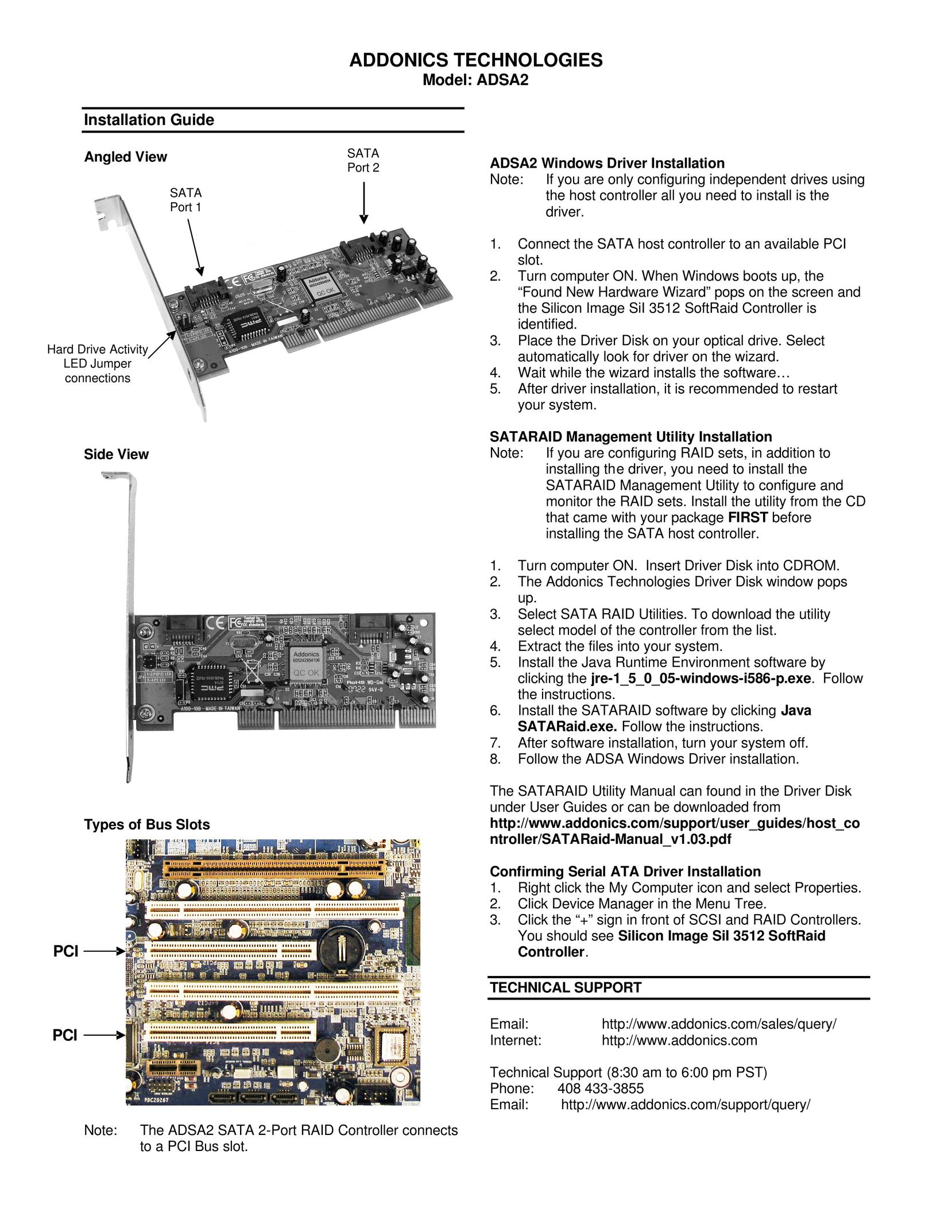 Addonics Technologies ADSA2 Computer Drive User Manual