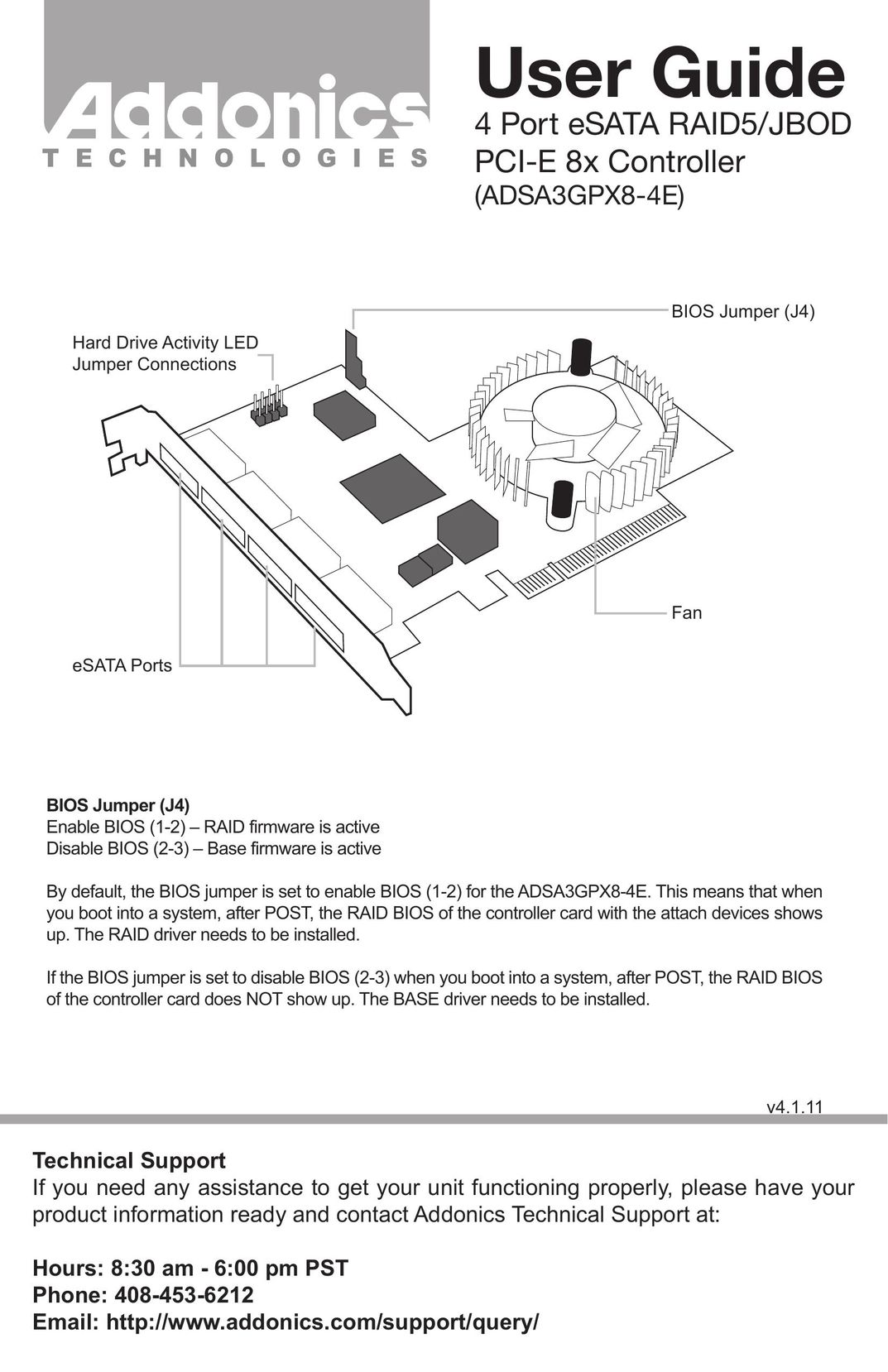 Addonics Technologies ADSA3GPX8-4E Computer Drive User Manual