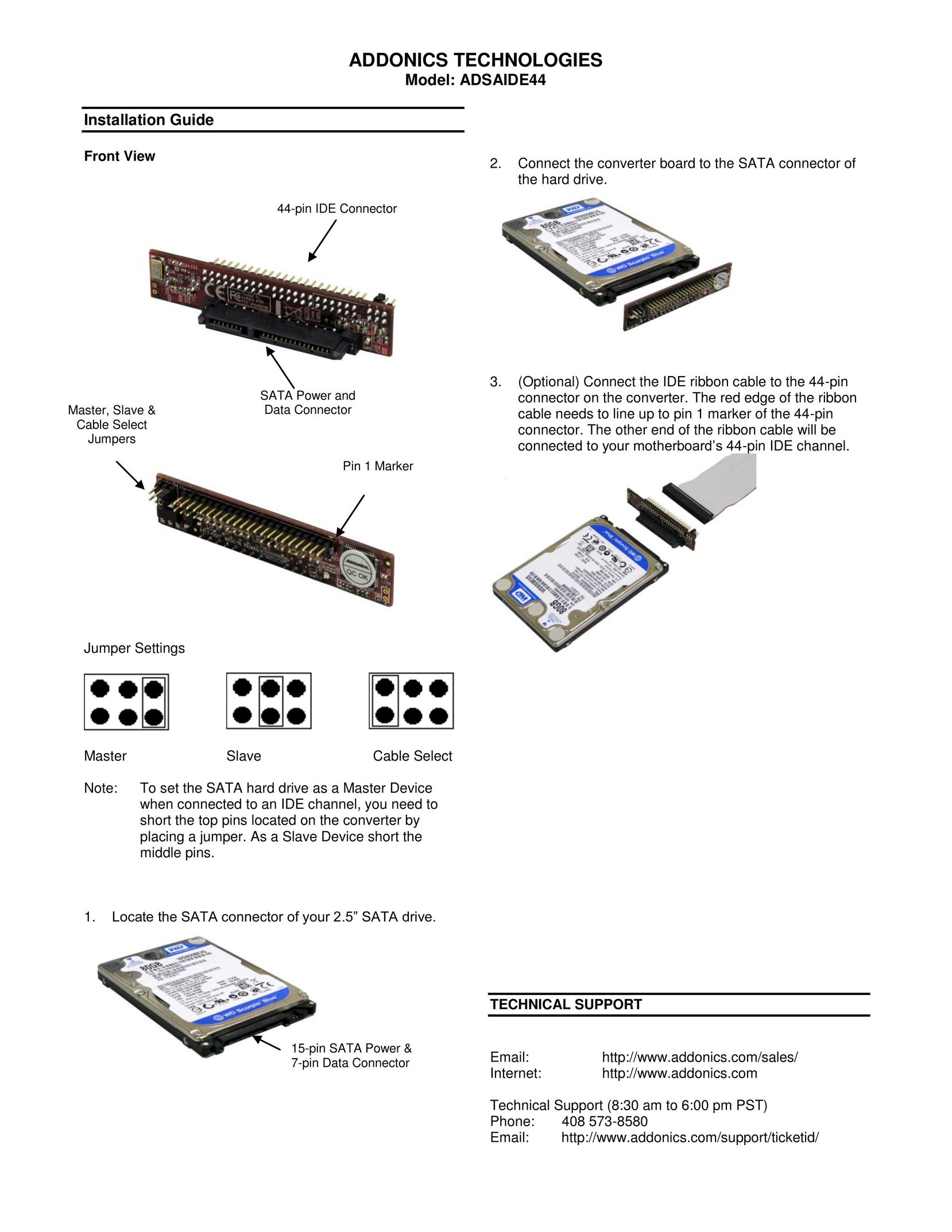 Addonics Technologies ADSAIDE44 Computer Drive User Manual