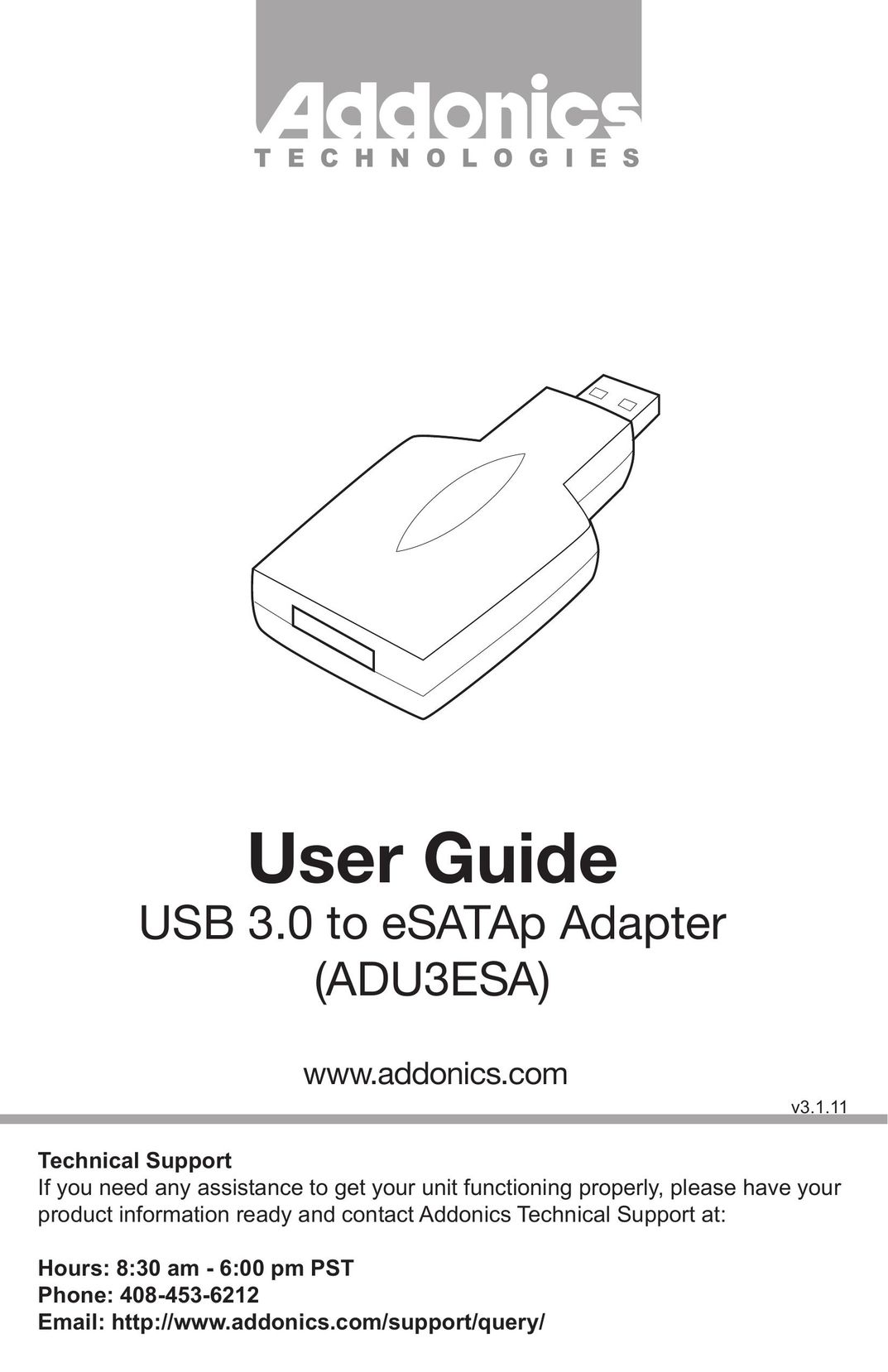 Addonics Technologies ADU3ESA Computer Drive User Manual