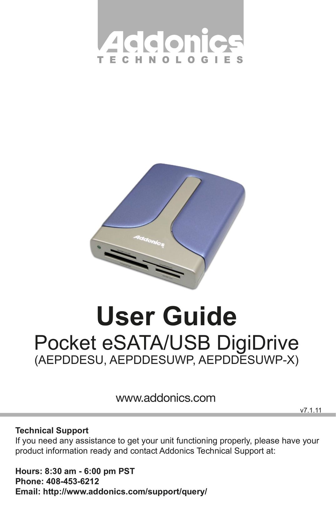 Addonics Technologies AEPDDESUWP Computer Drive User Manual