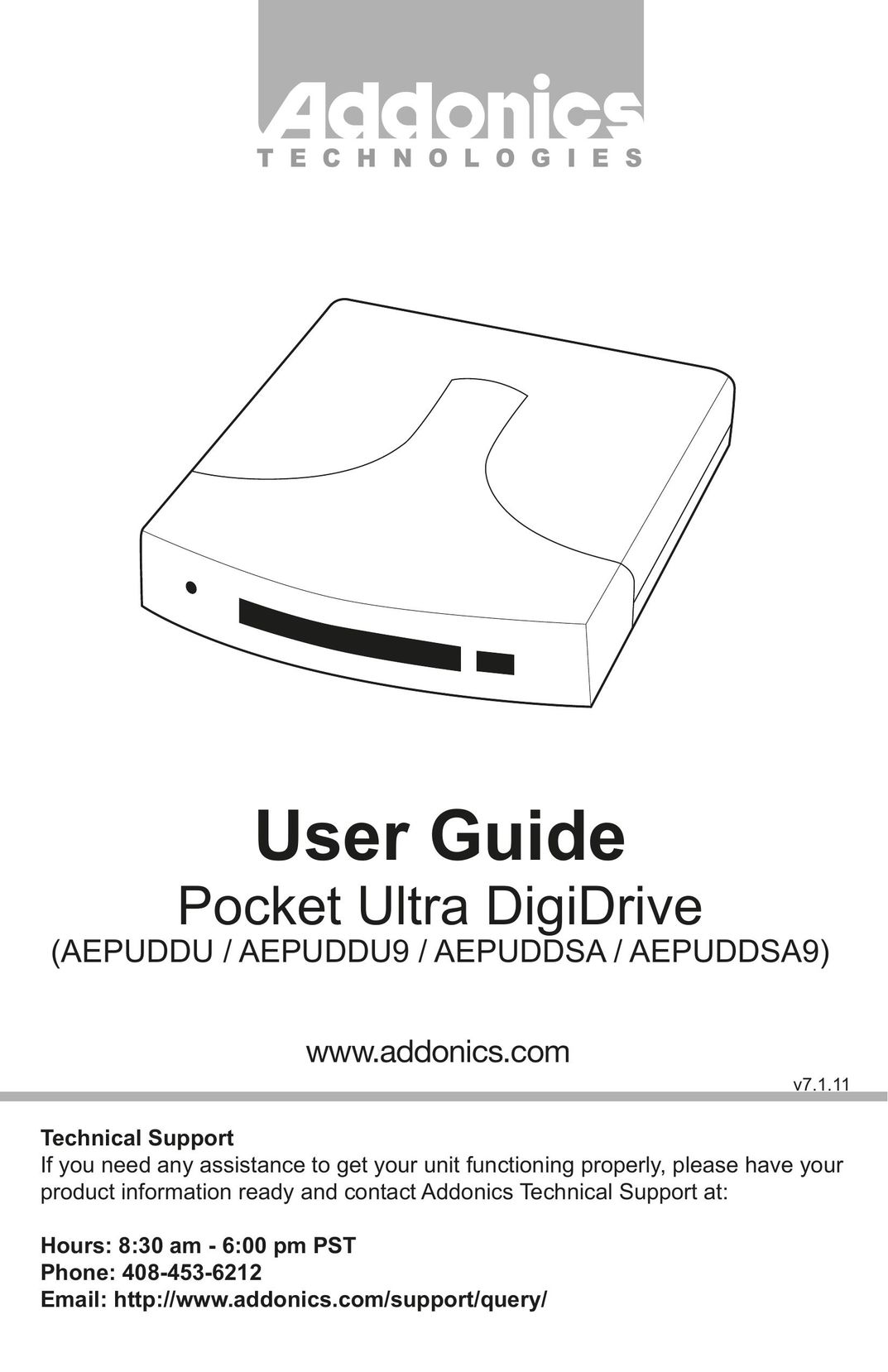 Addonics Technologies AEPUDDSA Computer Drive User Manual