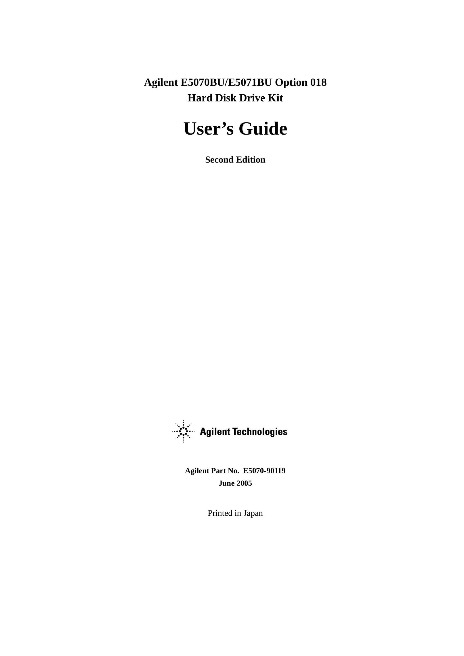 Agilent Technologies E5071BU Computer Drive User Manual