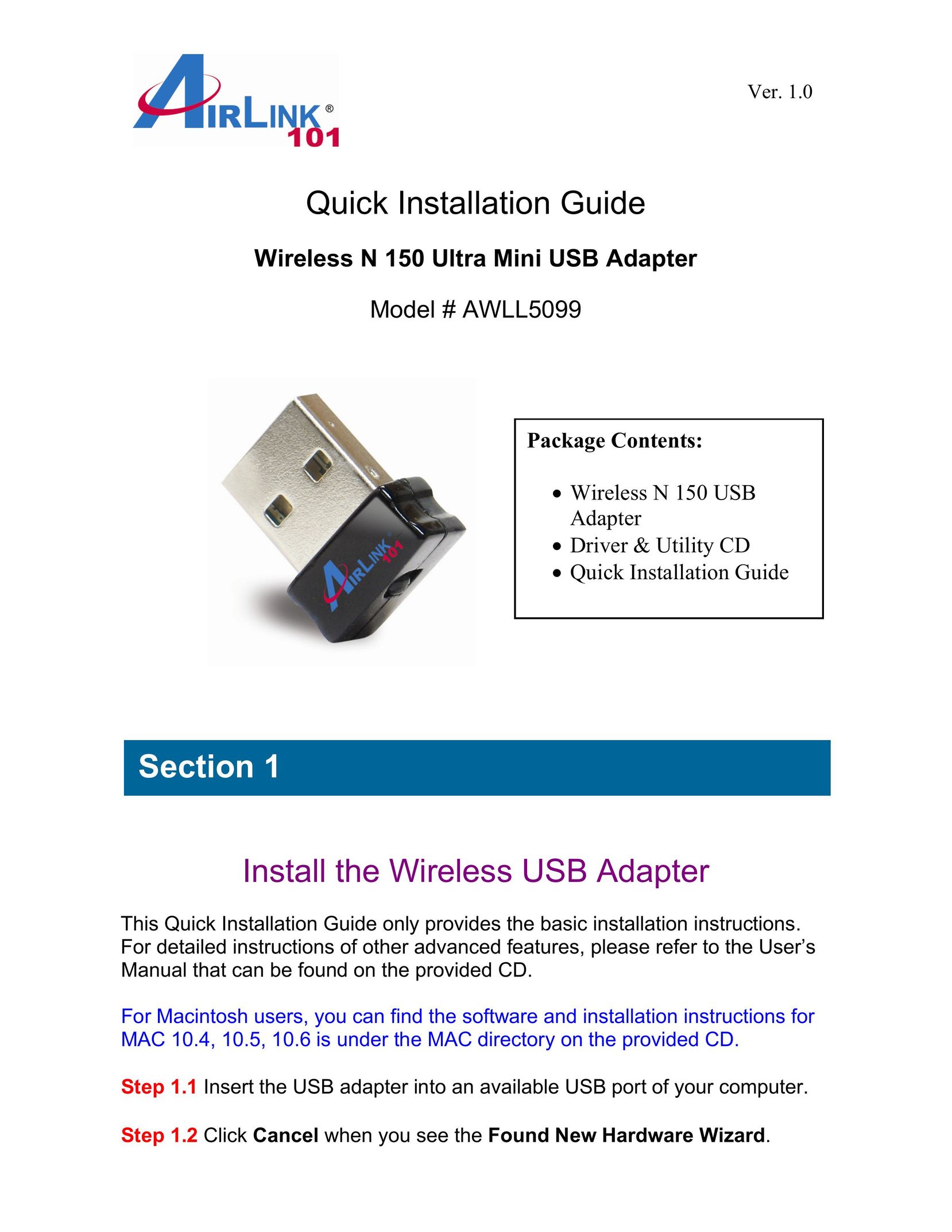 Airlink101 AWLL5099 Computer Drive User Manual
