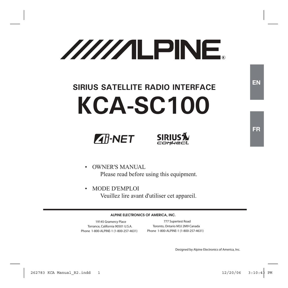 Alpine KCA-SC100 Computer Drive User Manual
