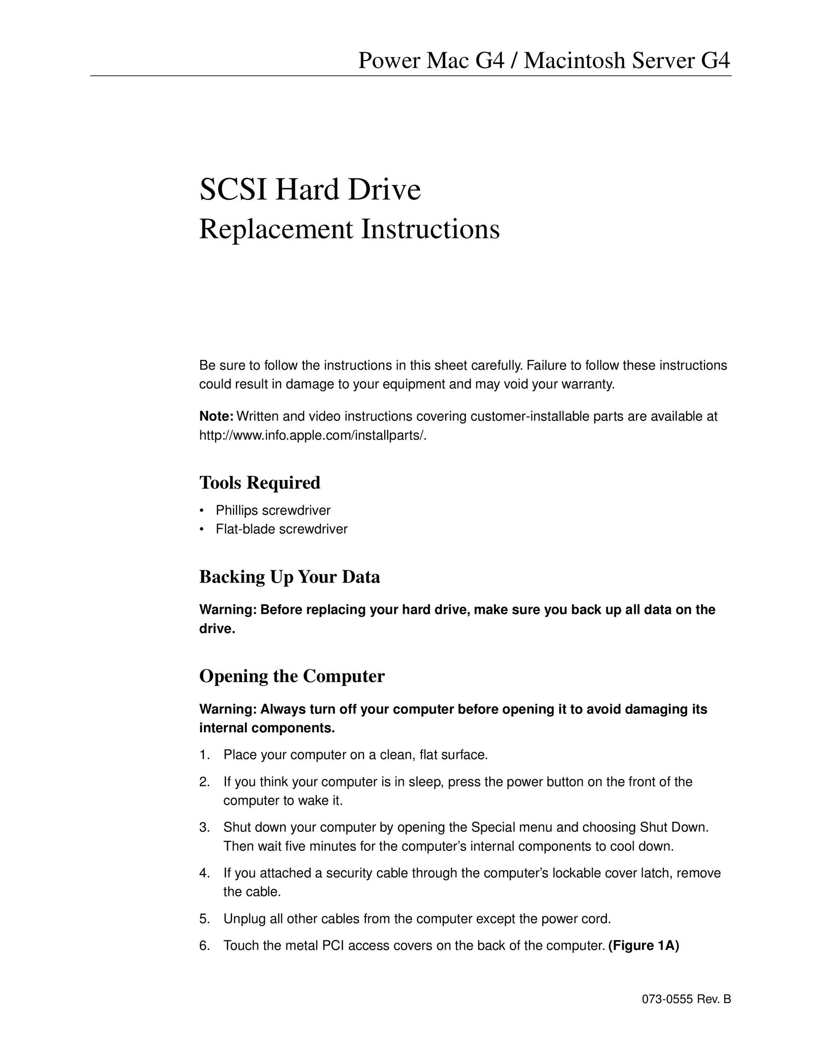 Apple SCSI Hard Drive Computer Drive User Manual