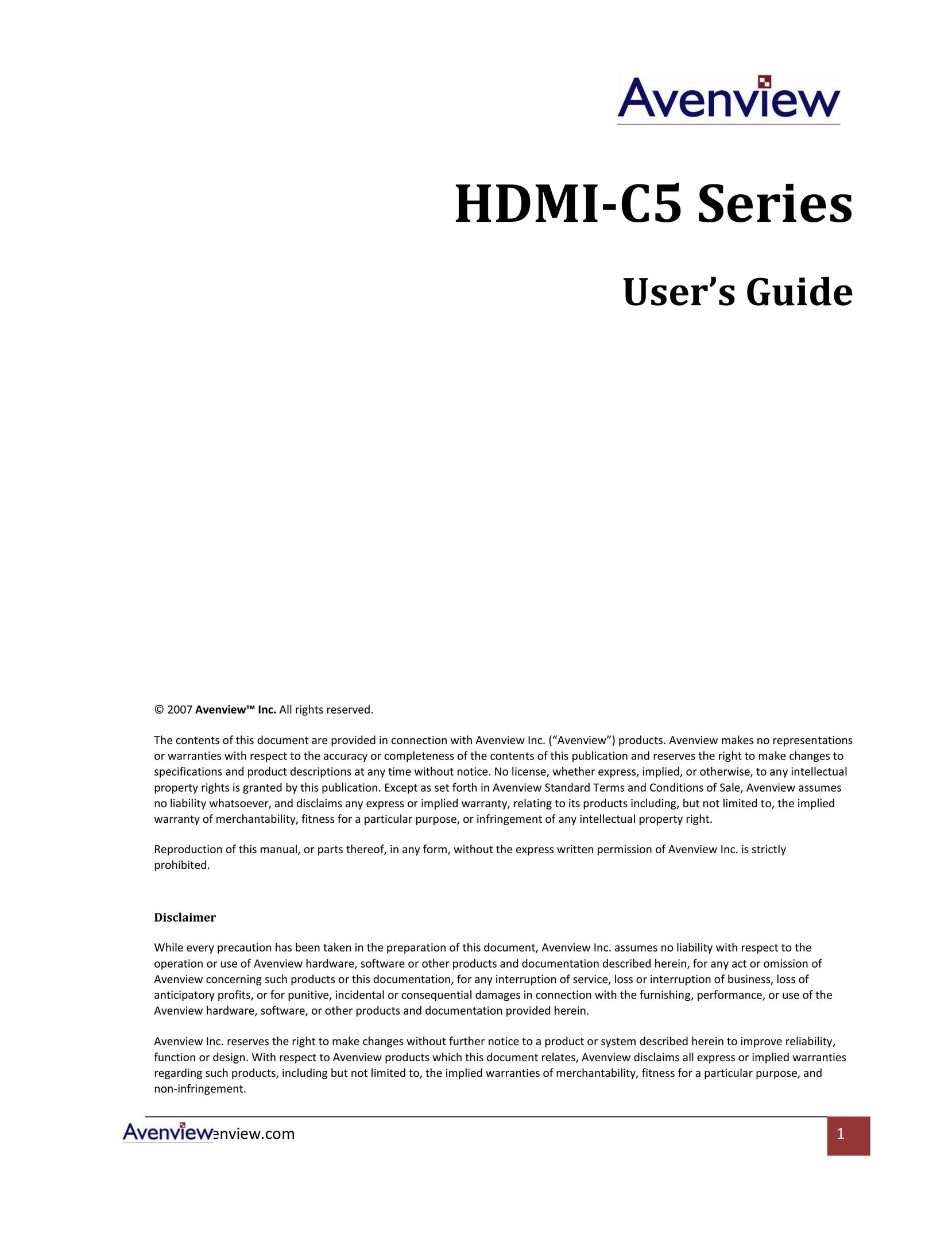Avenview HDMI-C5 Computer Drive User Manual