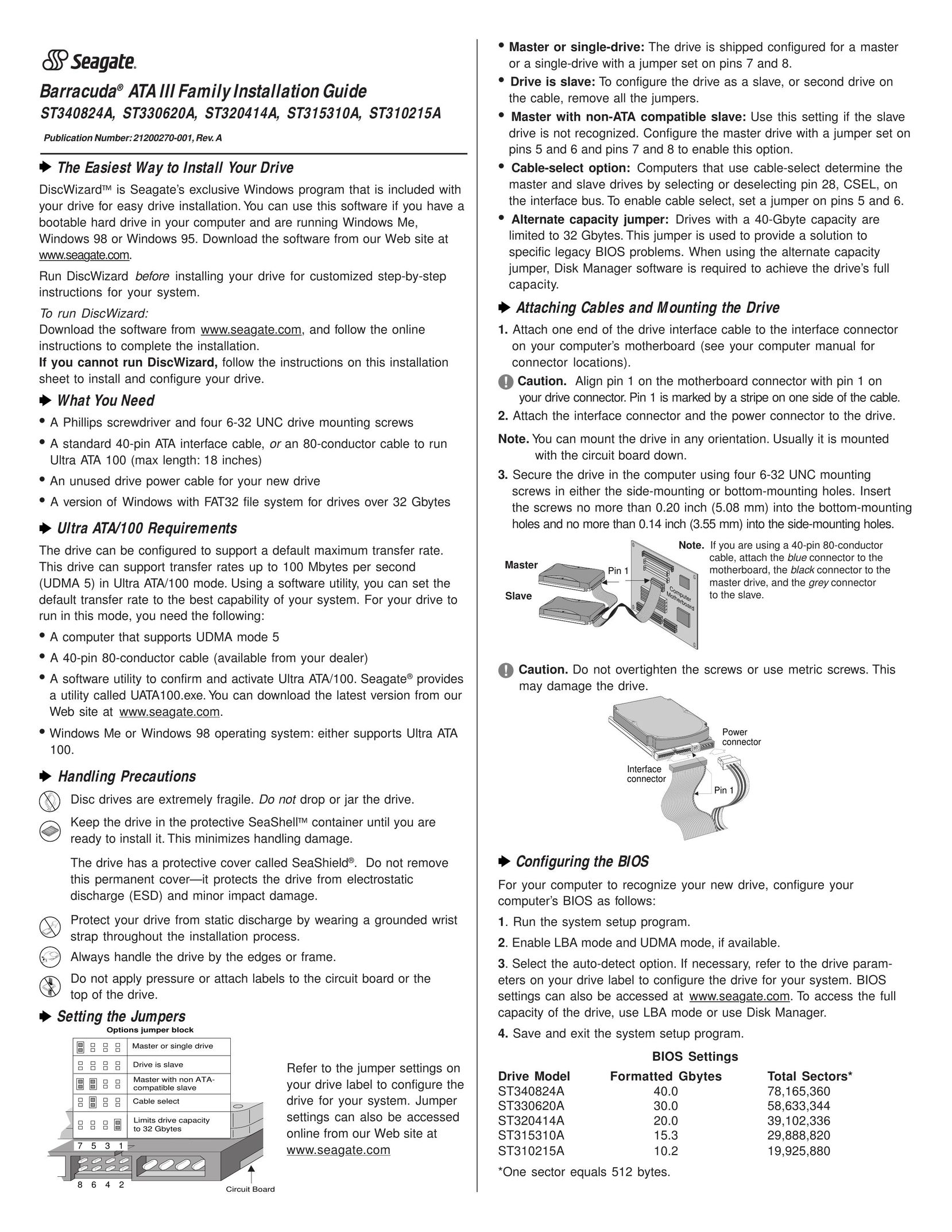 Barracuda Networks ST320414A Computer Drive User Manual