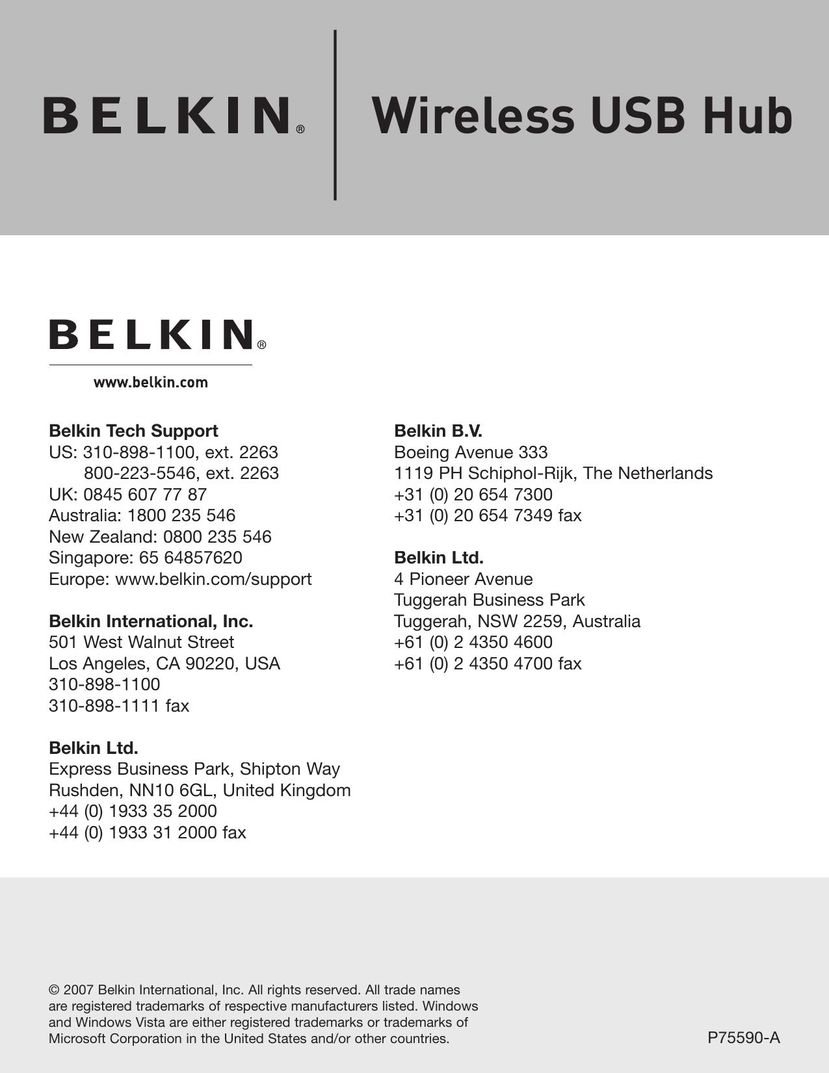 Belkin F5U303 Computer Drive User Manual