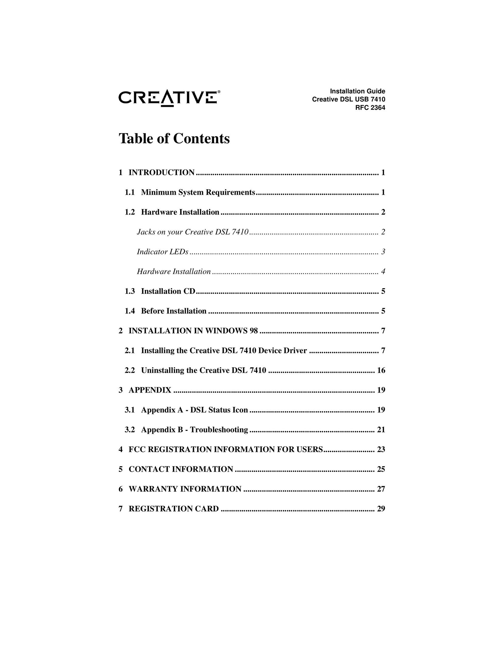 Creative RFC 2364 Computer Drive User Manual