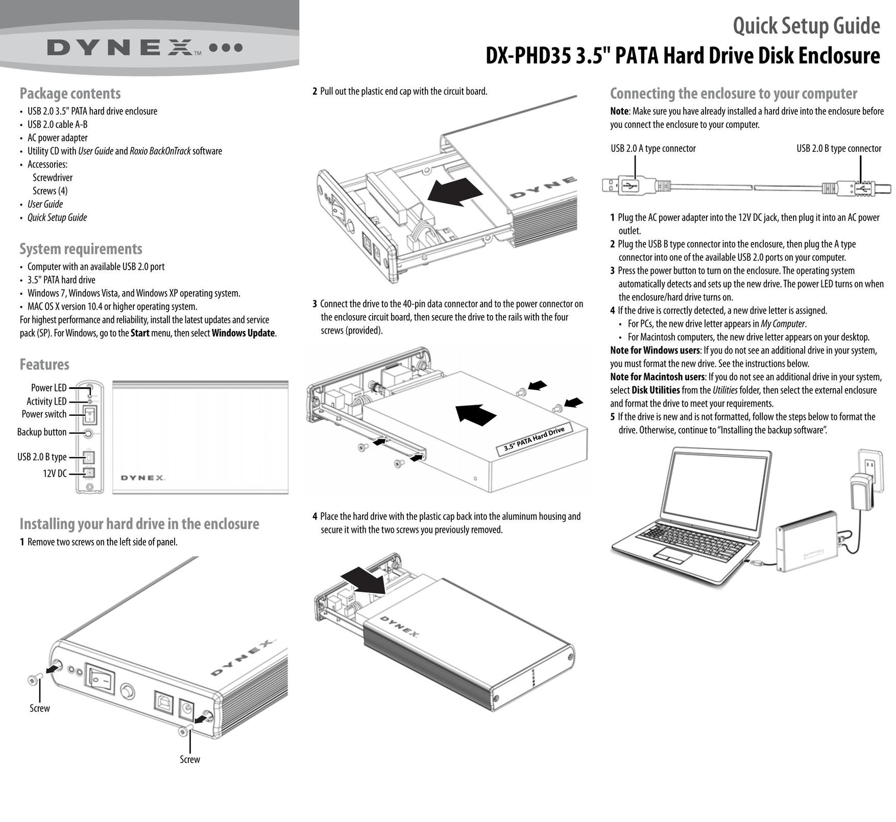 Dynex DX-PHD35 Computer Drive User Manual