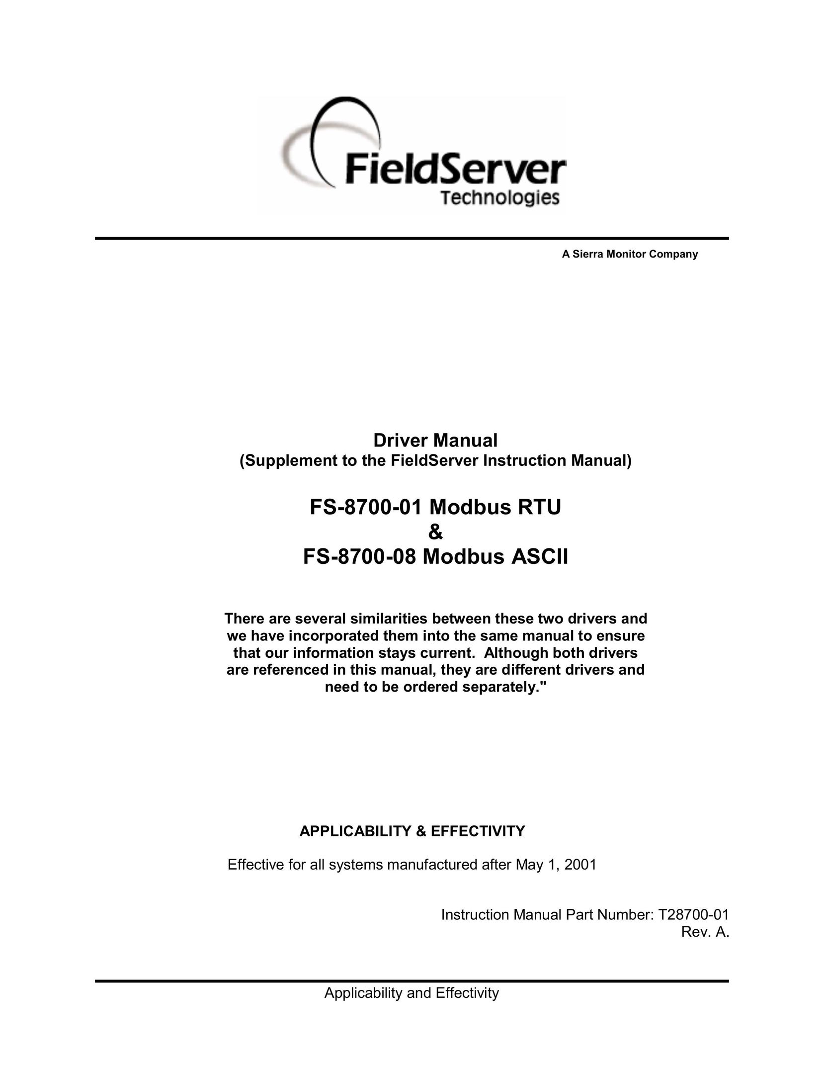 FieldServer FS-8700-01 Computer Drive User Manual