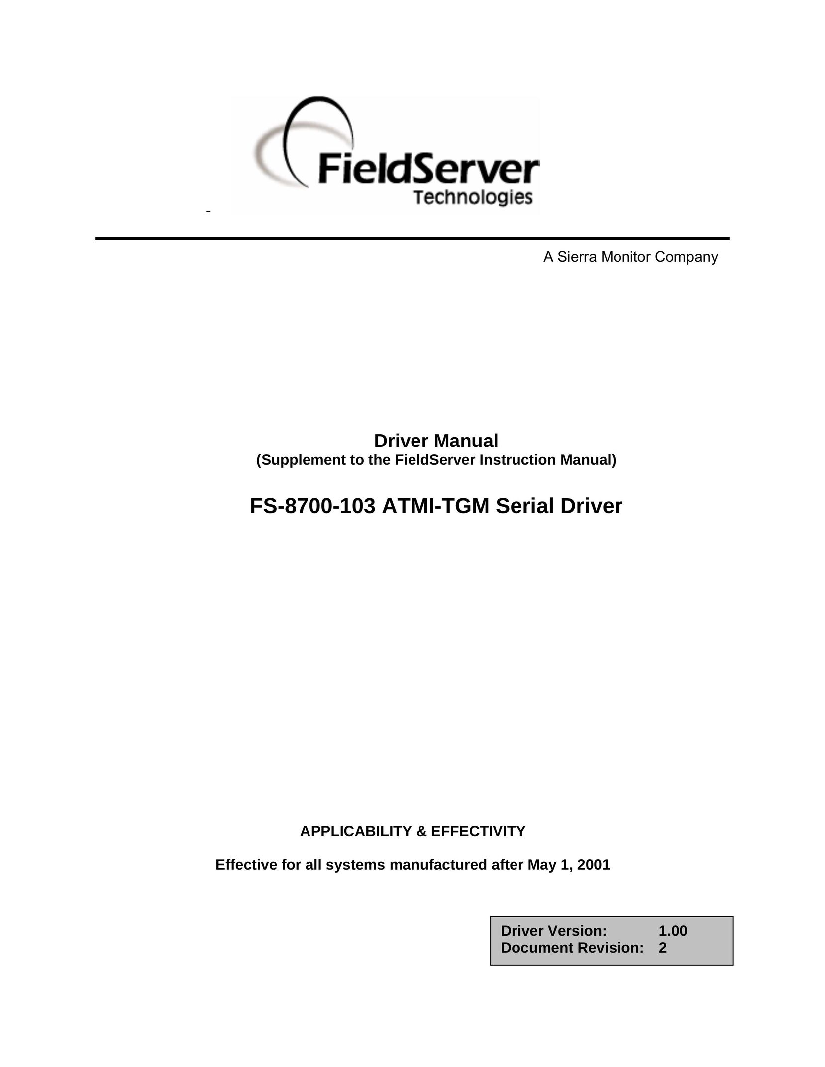 FieldServer FS-8700-103 Computer Drive User Manual