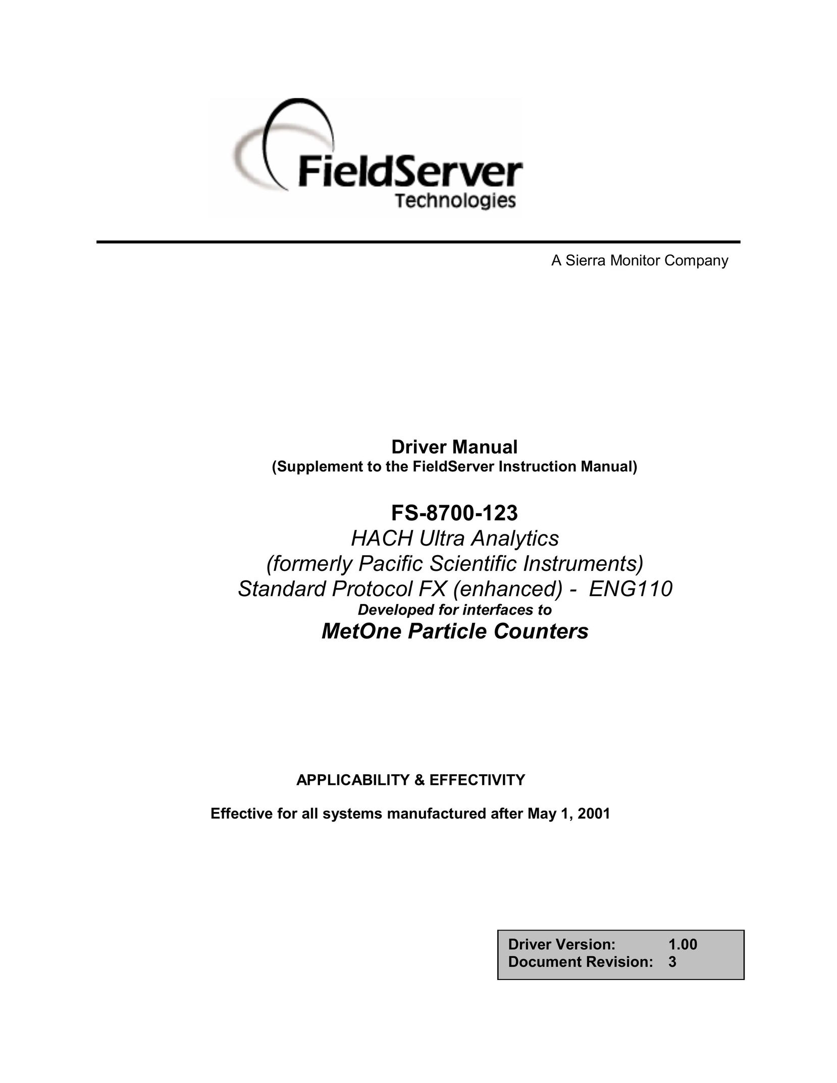 FieldServer FS-8700-123 Computer Drive User Manual