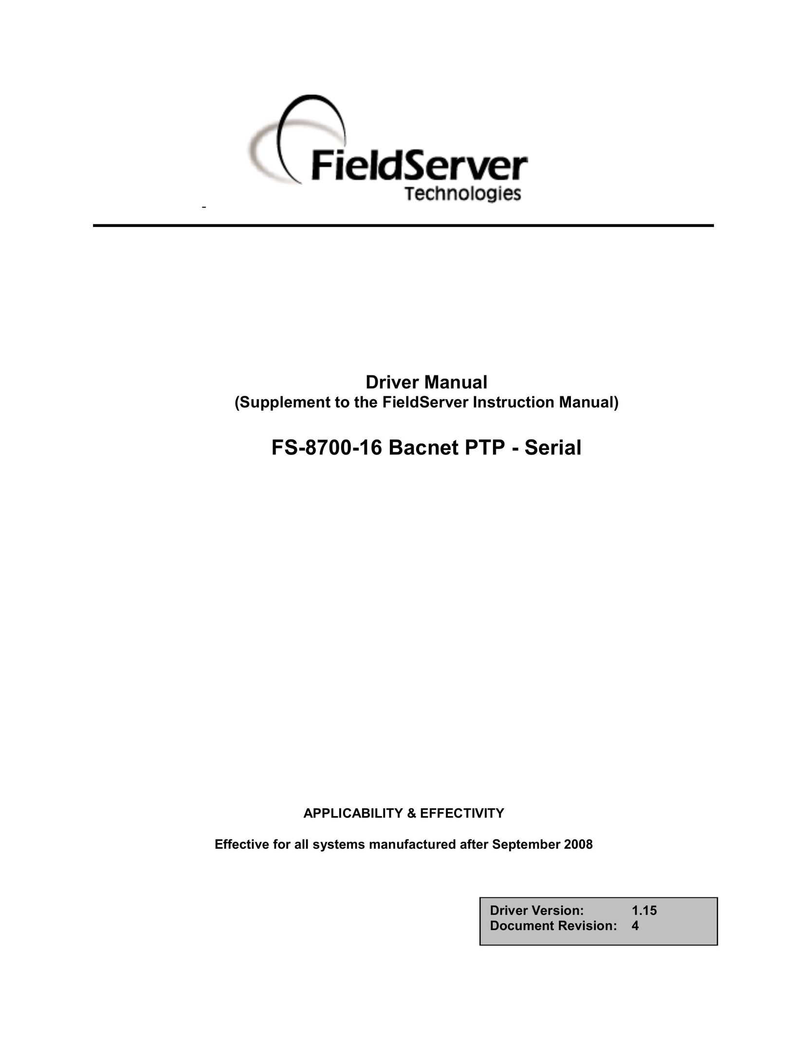 FieldServer FS-8700-16 Computer Drive User Manual