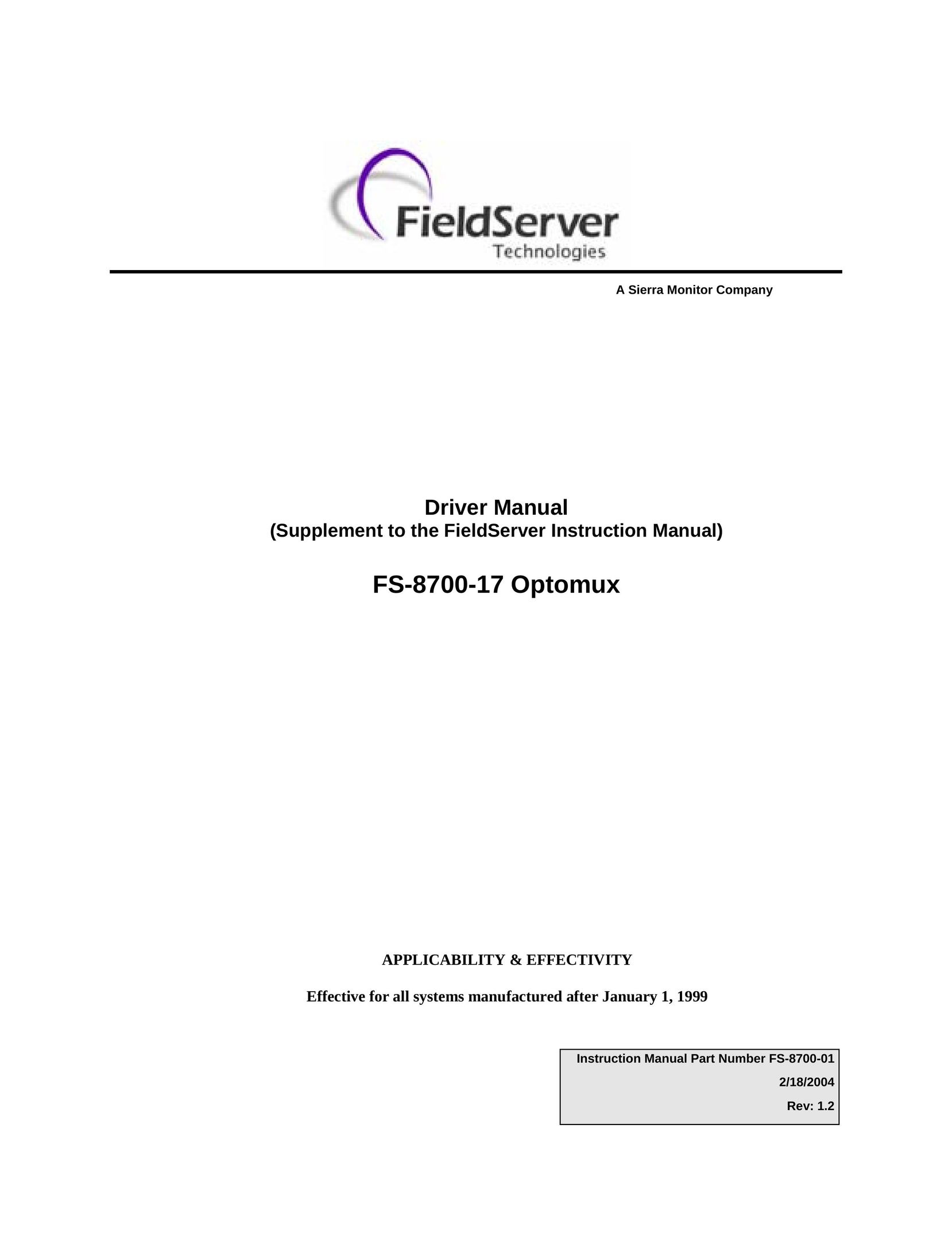 FieldServer FS-8700-17 Computer Drive User Manual