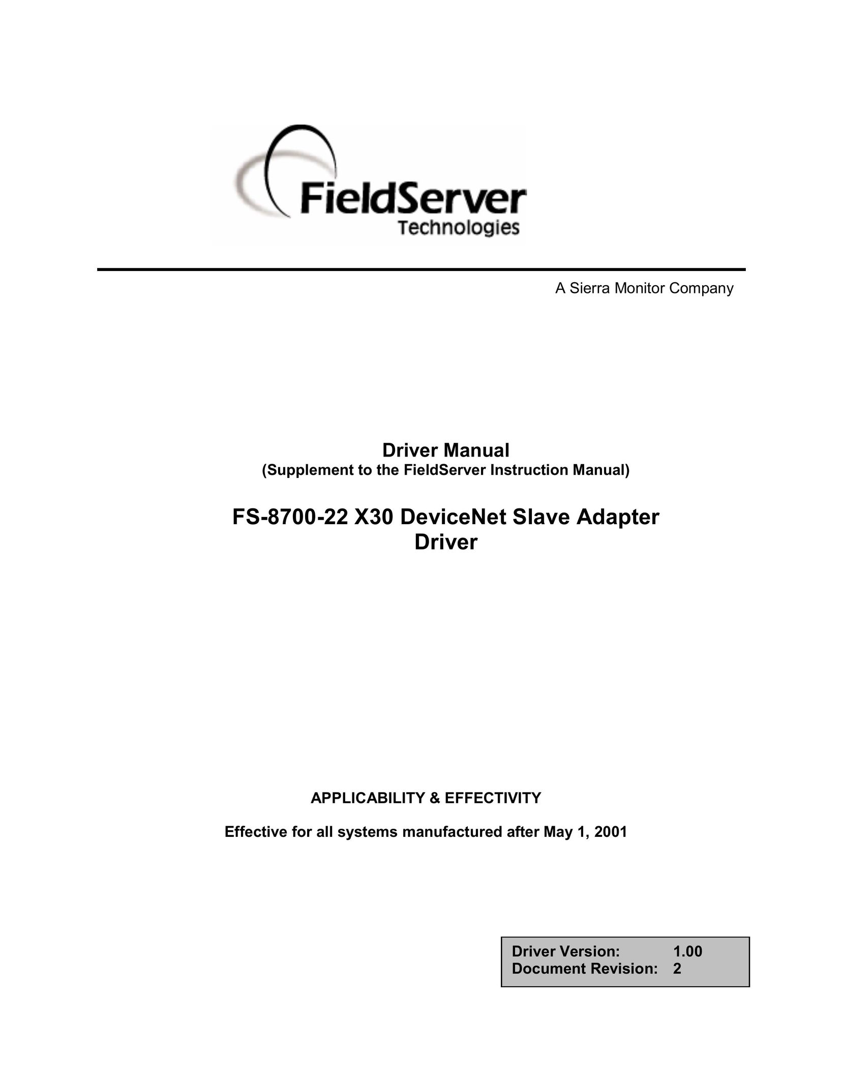 FieldServer FS-8700-22 X30 Computer Drive User Manual