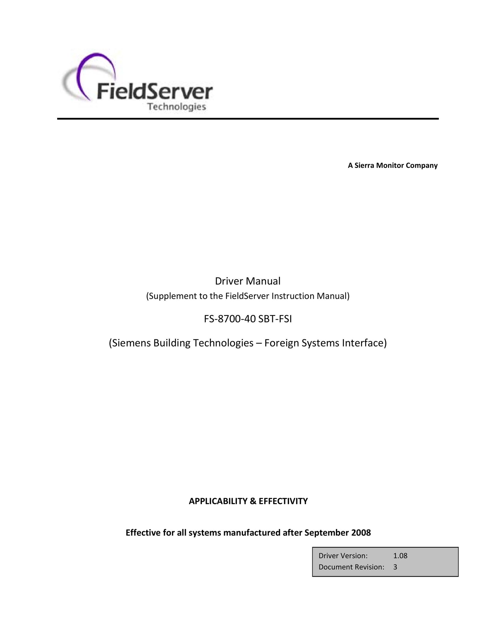 FieldServer FS-8700-40 Computer Drive User Manual