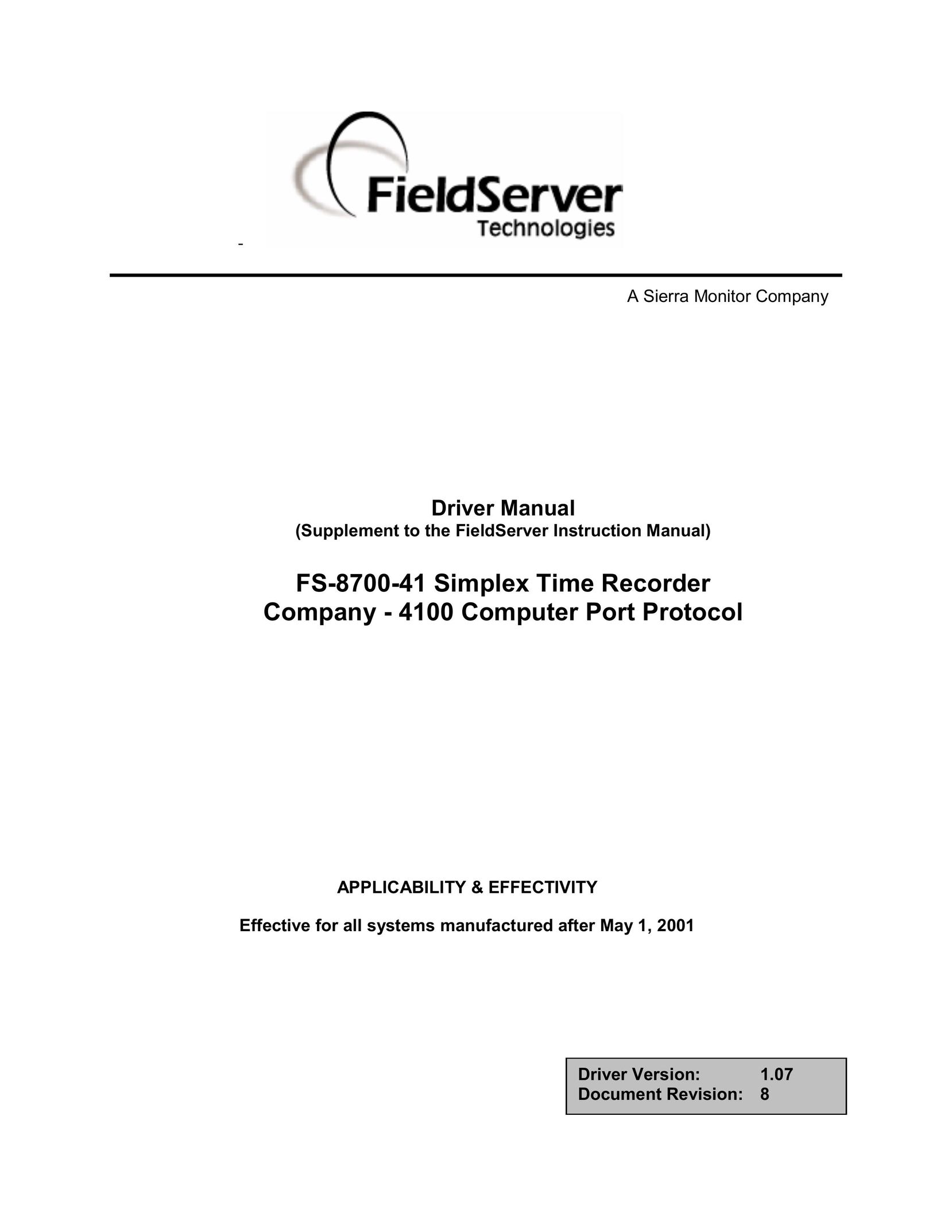 FieldServer FS-8700-41 Computer Drive User Manual