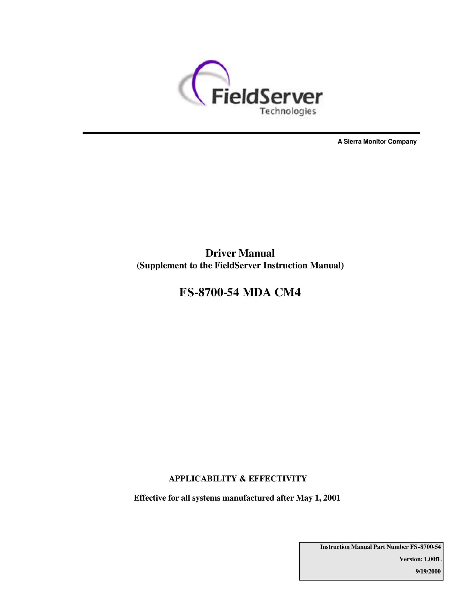 FieldServer FS-8700-54 Computer Drive User Manual