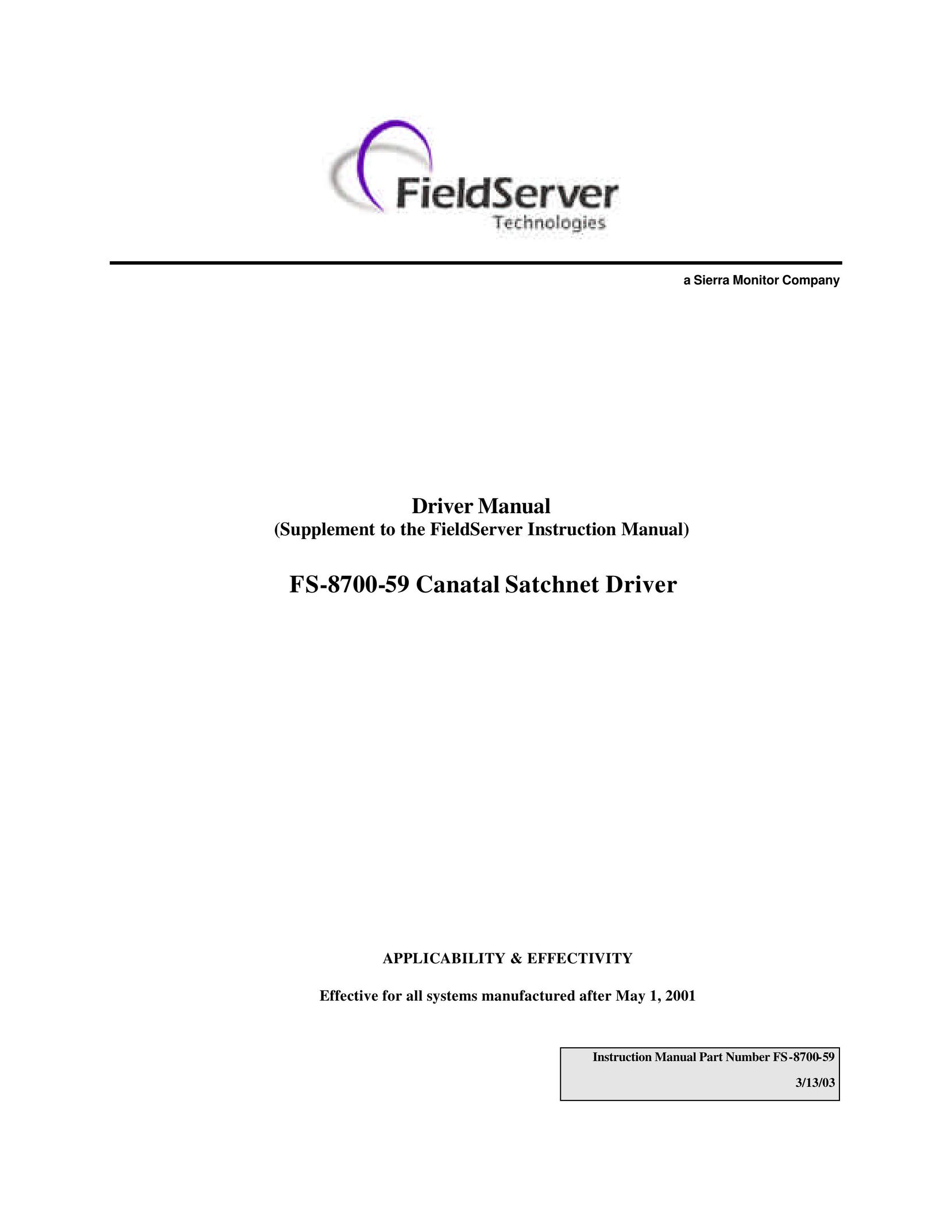 FieldServer FS-8700-59 Computer Drive User Manual