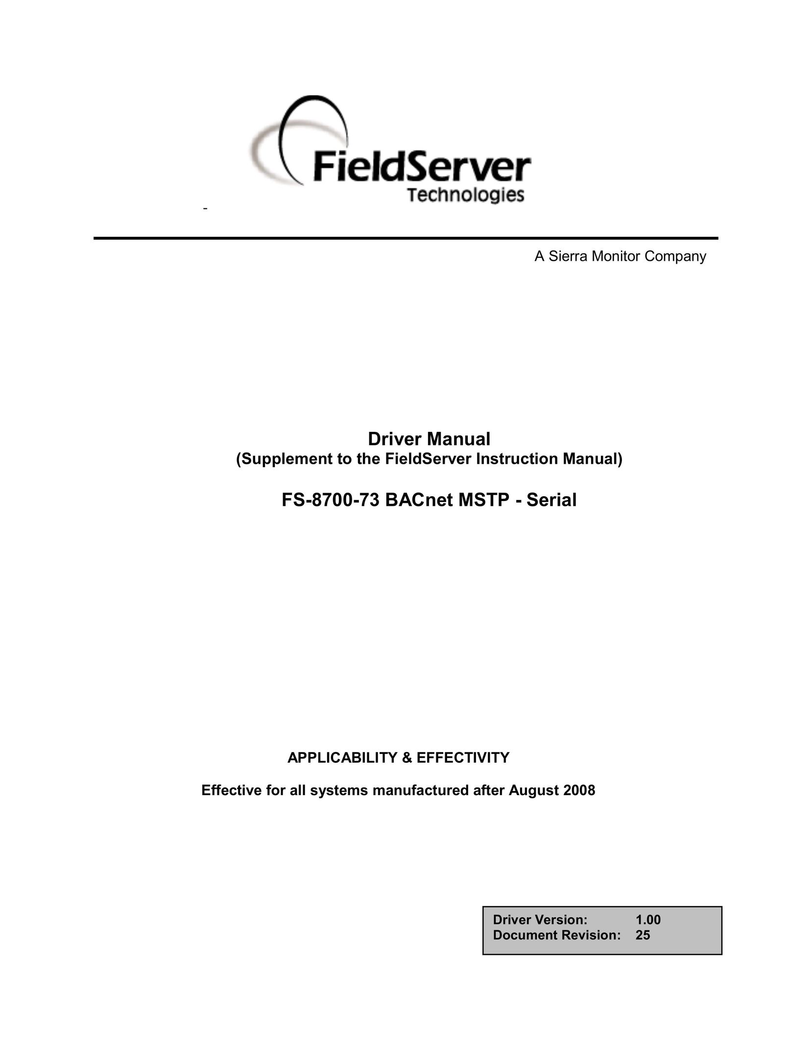 FieldServer FS-8700-73 Computer Drive User Manual
