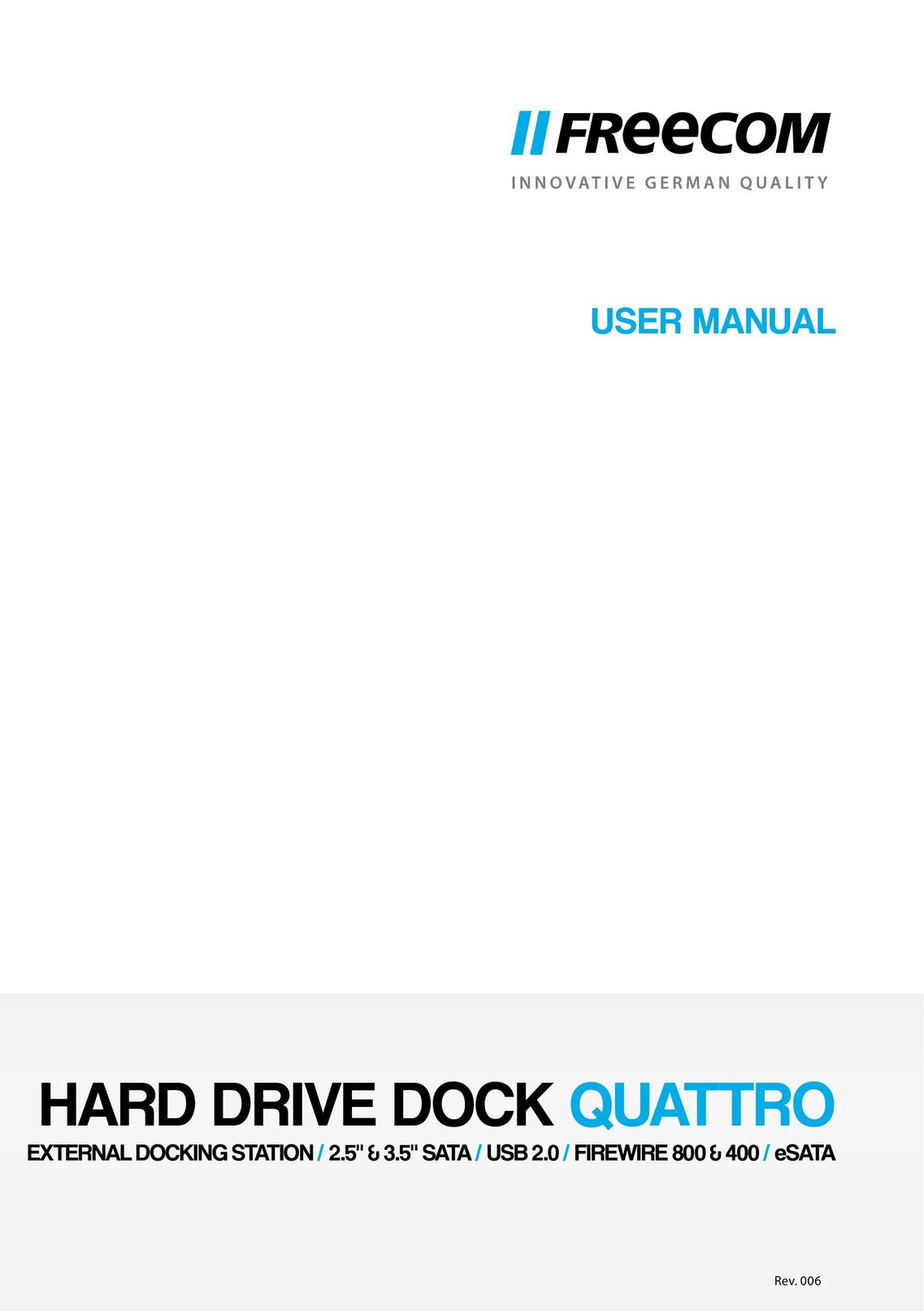Freecom Technologies Hard Drive Dock Quattro Computer Drive User Manual