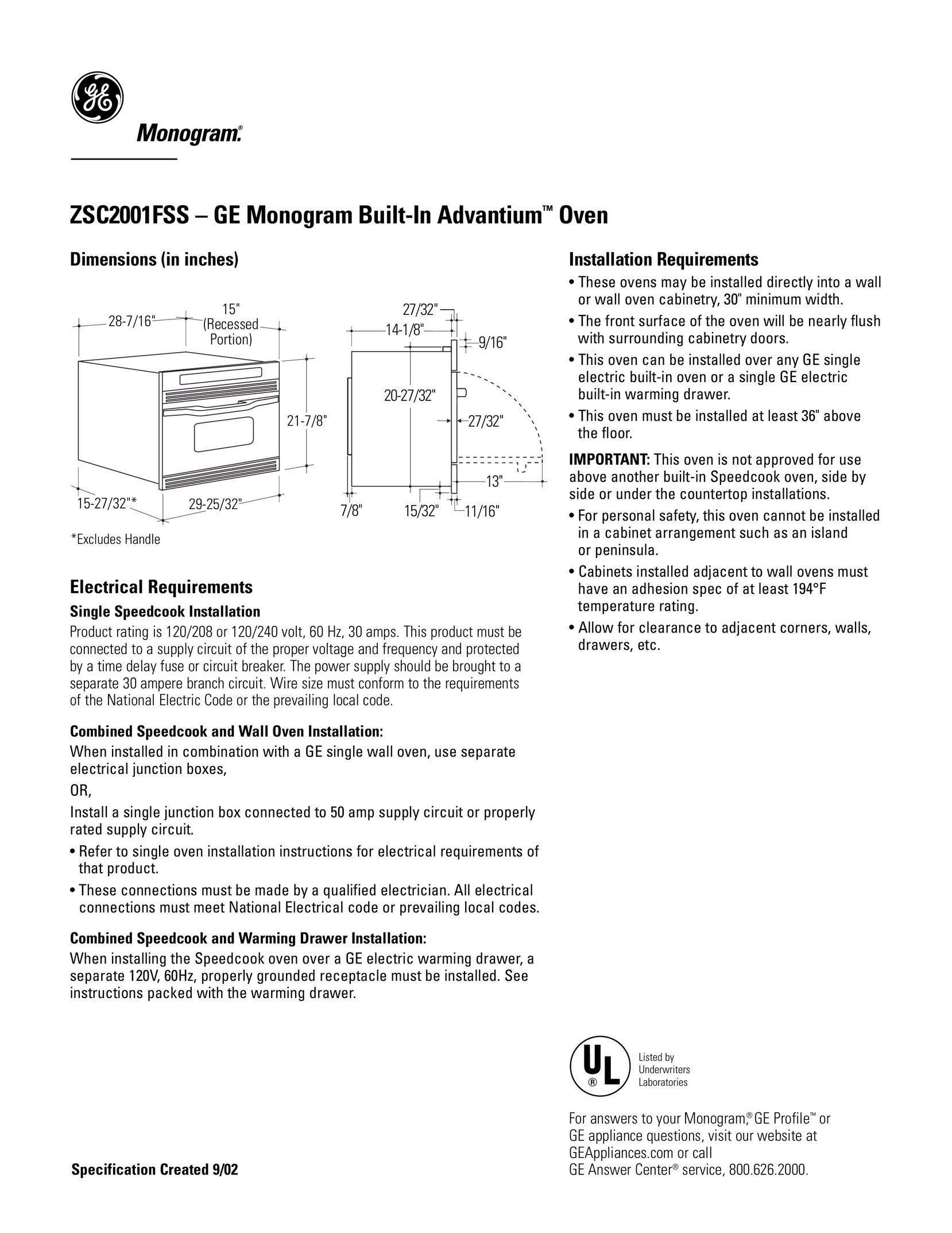 GE Monogram ZSC2001FSS Computer Drive User Manual