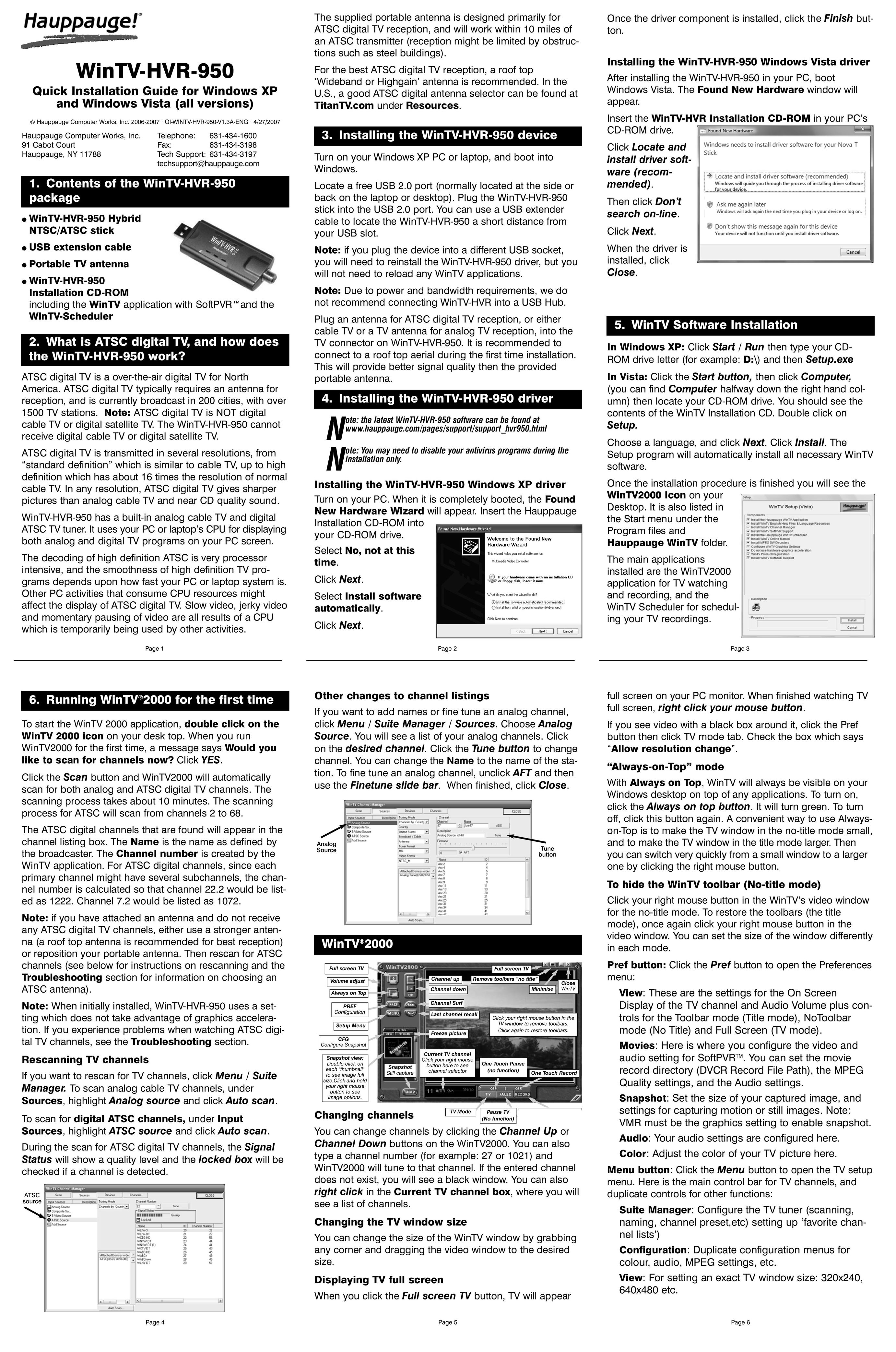 Hauppauge WinTV Computer Drive User Manual