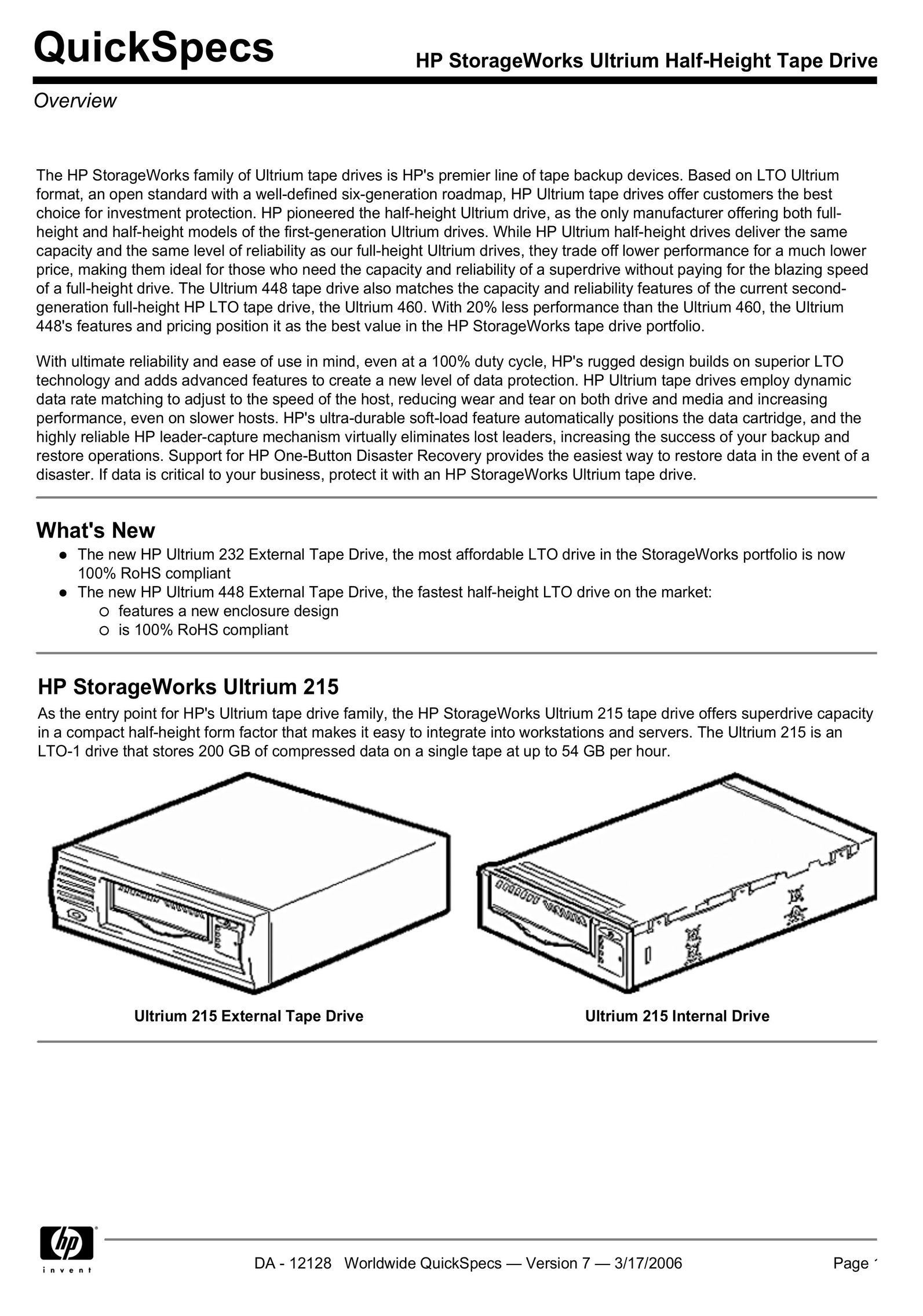 HP (Hewlett-Packard) 215 Computer Drive User Manual