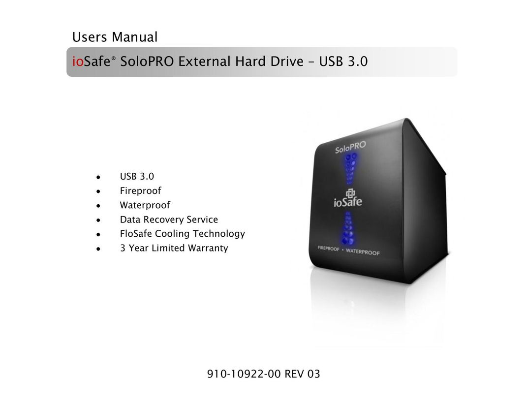 ioSafe USB 3.0 Computer Drive User Manual