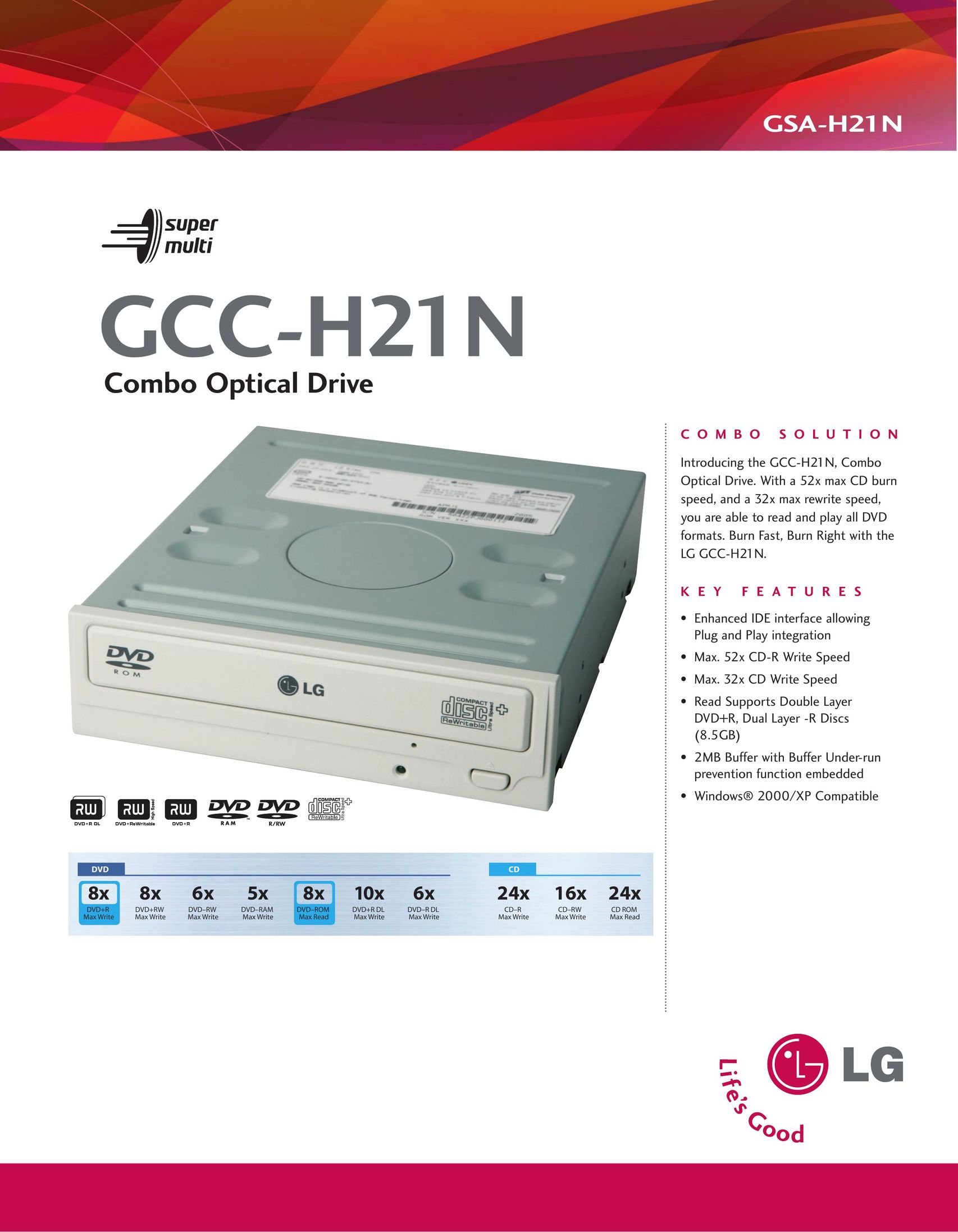 LG Electronics GCC-H21N Computer Drive User Manual