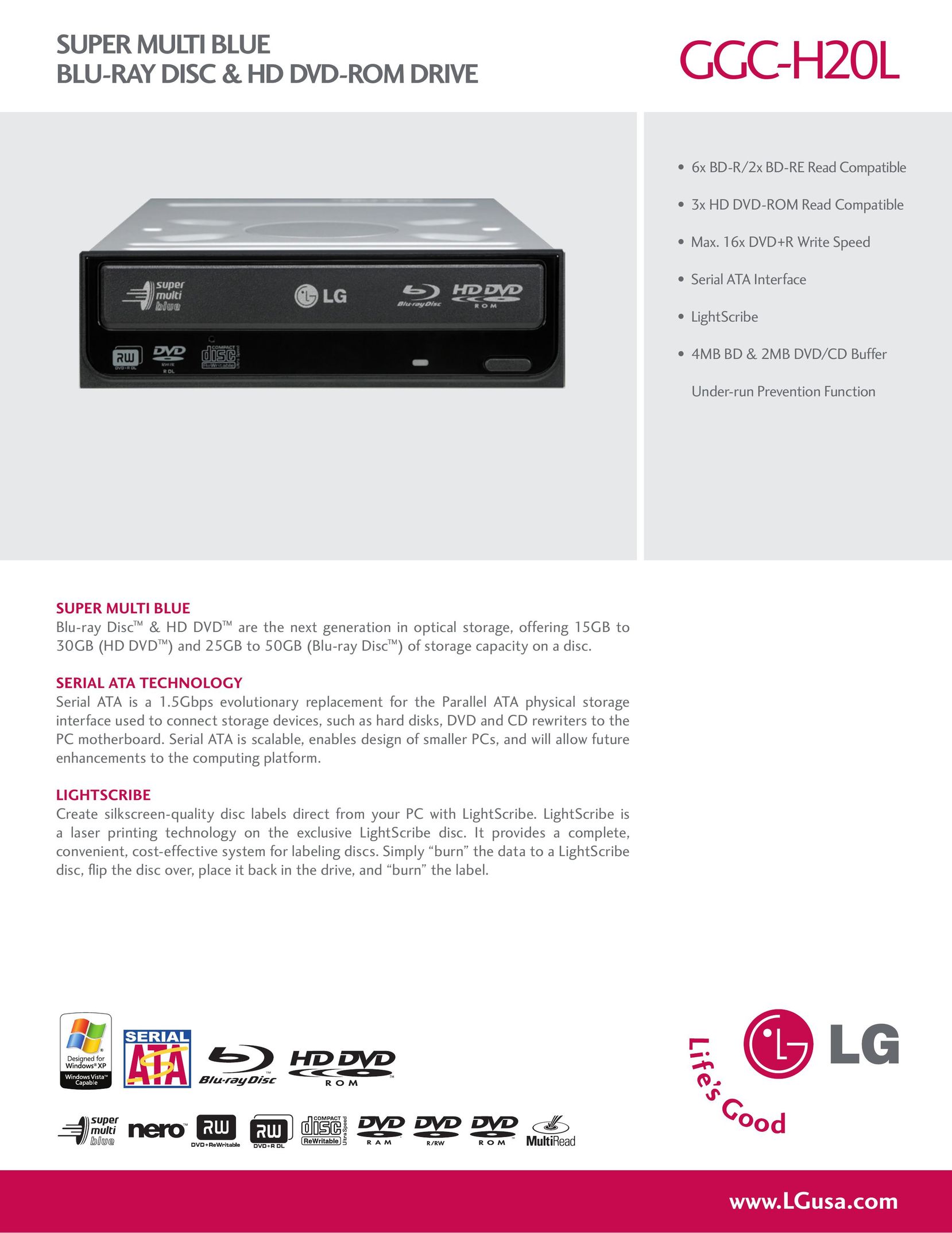 LG Electronics GGC-H20L Computer Drive User Manual