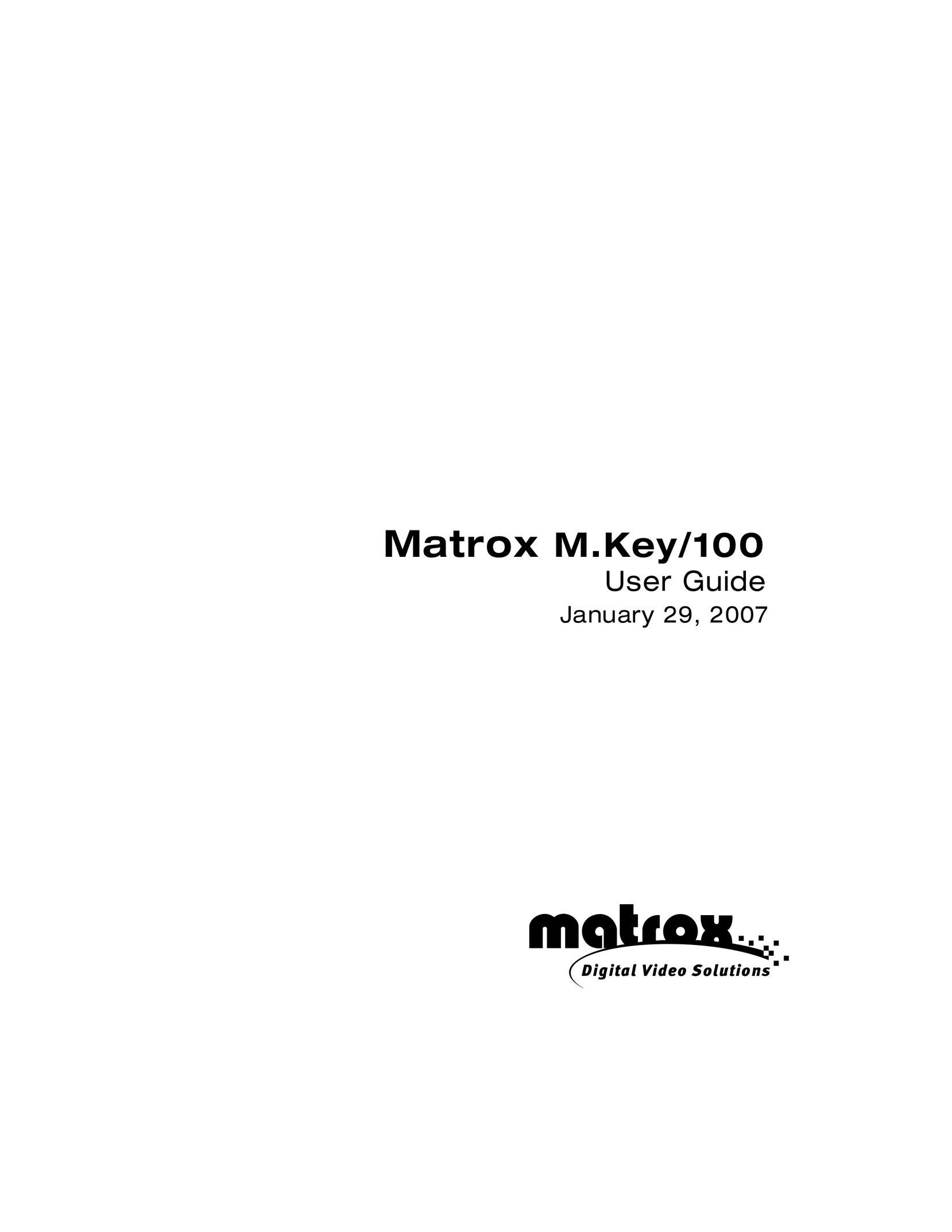 Matrox Electronic Systems M.Key/100 Computer Drive User Manual