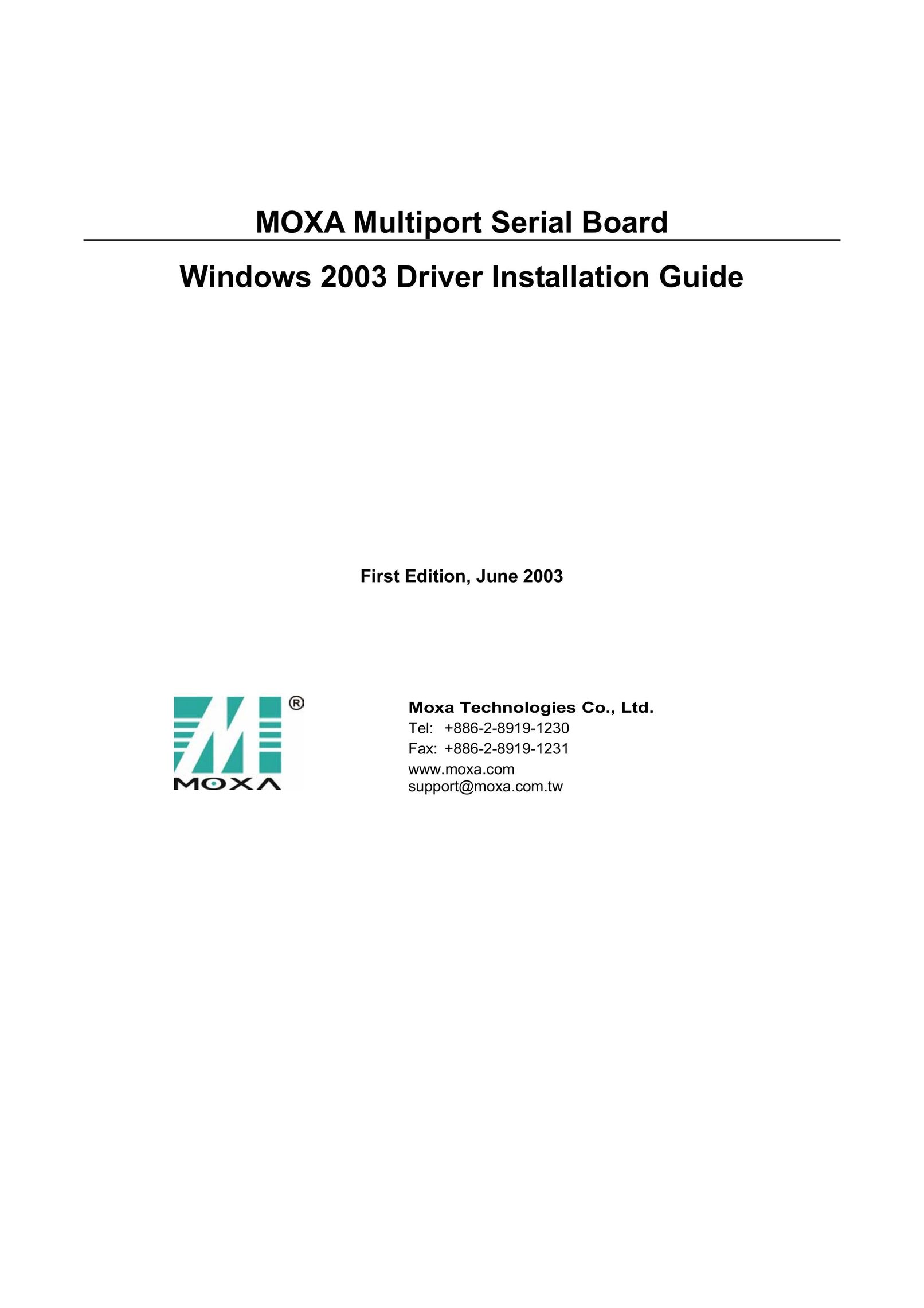 Moxa Technologies Windows 2003 Driver Computer Drive User Manual