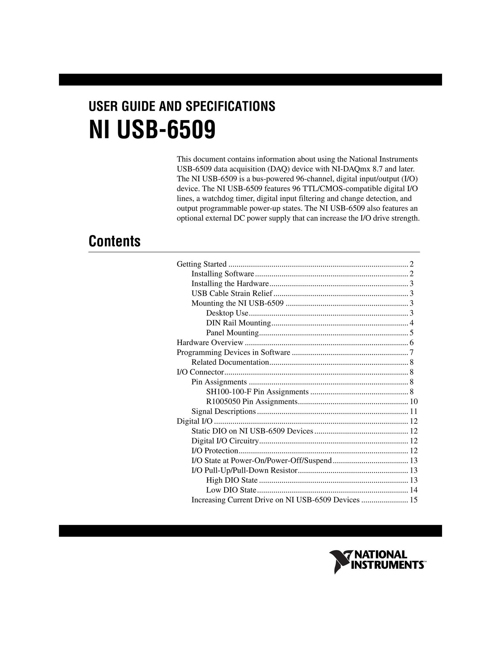 National Instruments NI USB-6509 Computer Drive User Manual