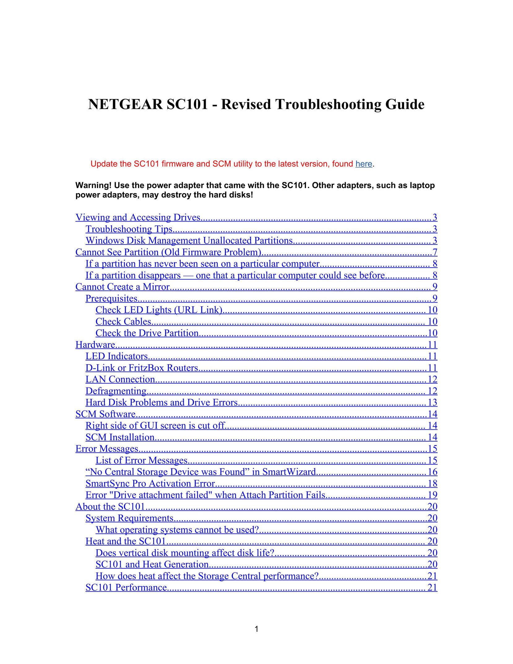 NETGEAR SC101 Computer Drive User Manual