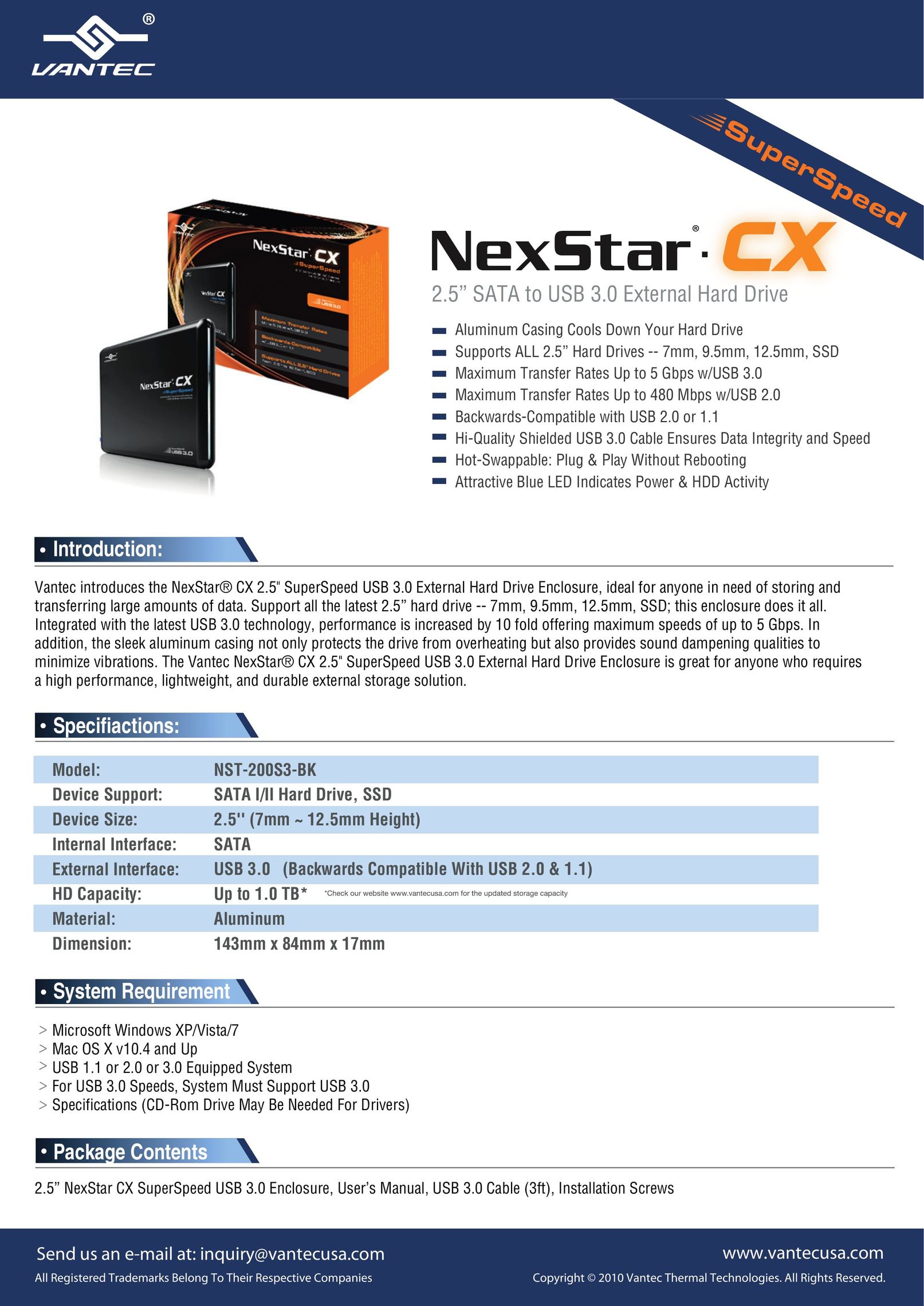 Nexstar NST-200S3-BK Computer Drive User Manual